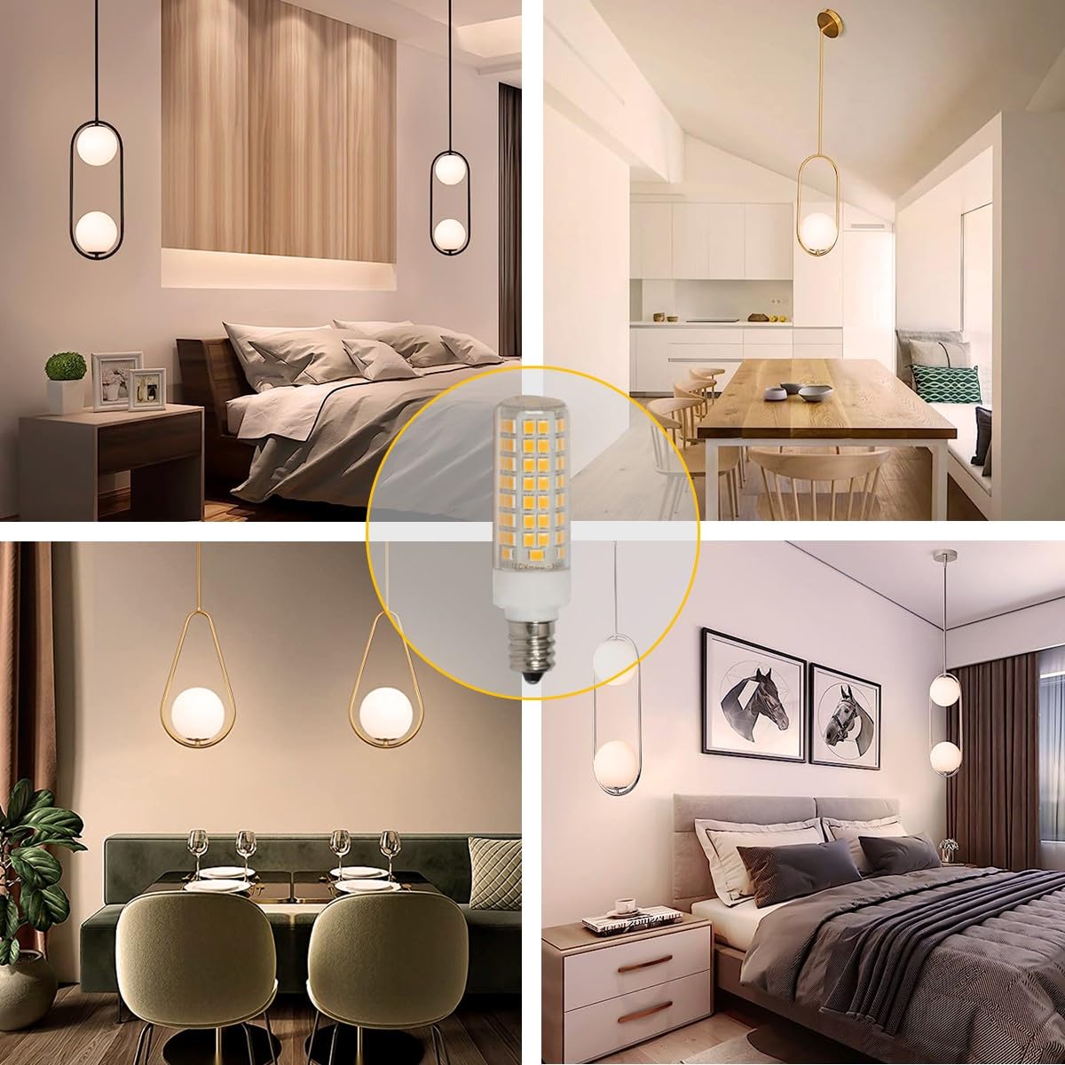 SeeU E12 Base LED Corn Light Bulbs Dimmable 3000K Daylight Warm White 9W