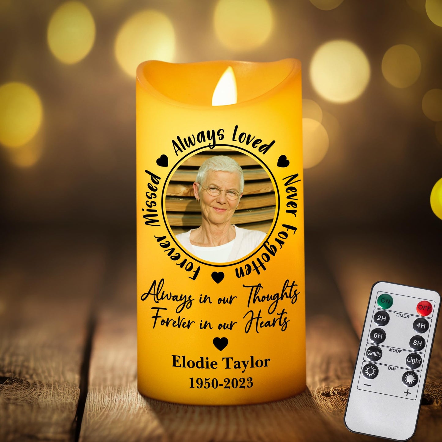 Kenon Custom Flameless LED Candles for Christmas, Personalized Photo 3D LED Memorial Candle, Bereavement Gifts for Loss of Mom Dad, Sympathy Gifts
