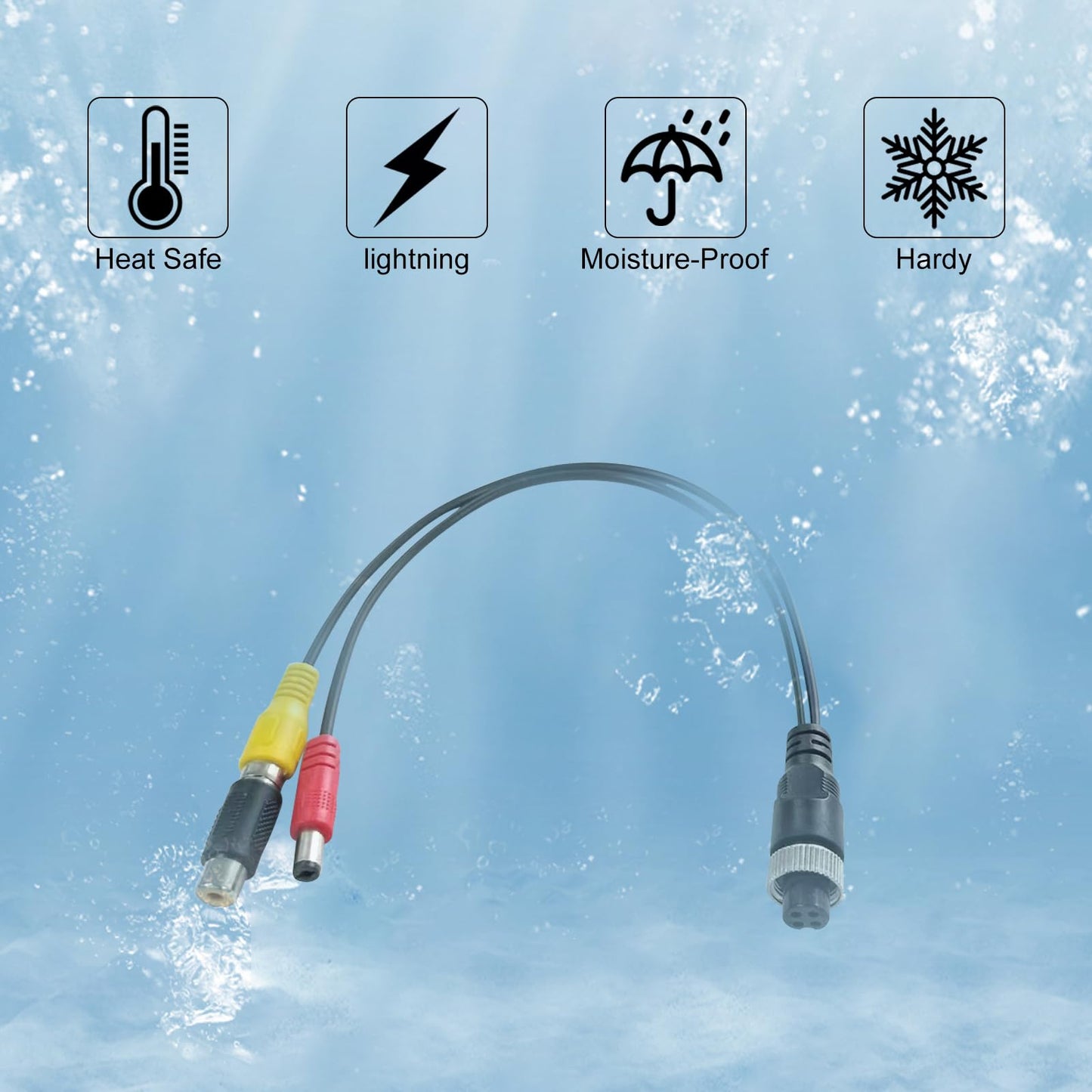 VOJKOREL 4-Pin to RCA Female to RCA Male Adapter 4-Pin Male to AV Female Adapter + DC for Car Camera