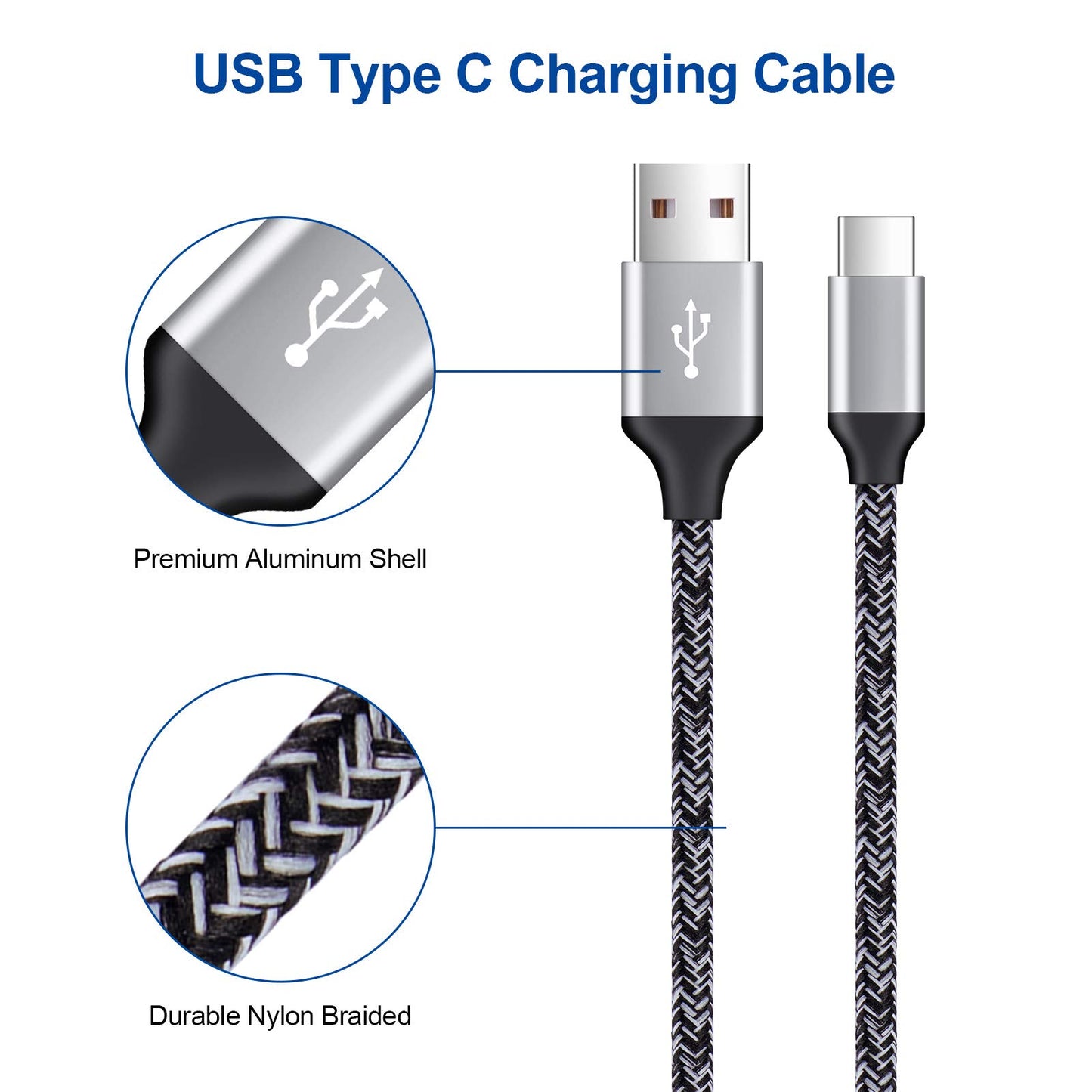 USB to USB C Type C Charger for Android Samsung Galaxy A56/A16/A36/S25 Ultra/S25 Plus/S24 Ultra/S24/S23/S22 Ultra/S21/A55/A54/A15, 3 Pack Wall Charger