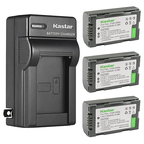 Kastar 3-Pack Battery and AC Wall Charger Replacement for Panasonic PV-DV900, PV-DV901, PV-DV910, PV-DV951, PV-DV952, PV-DV953, PV-GS2, PV-GS9