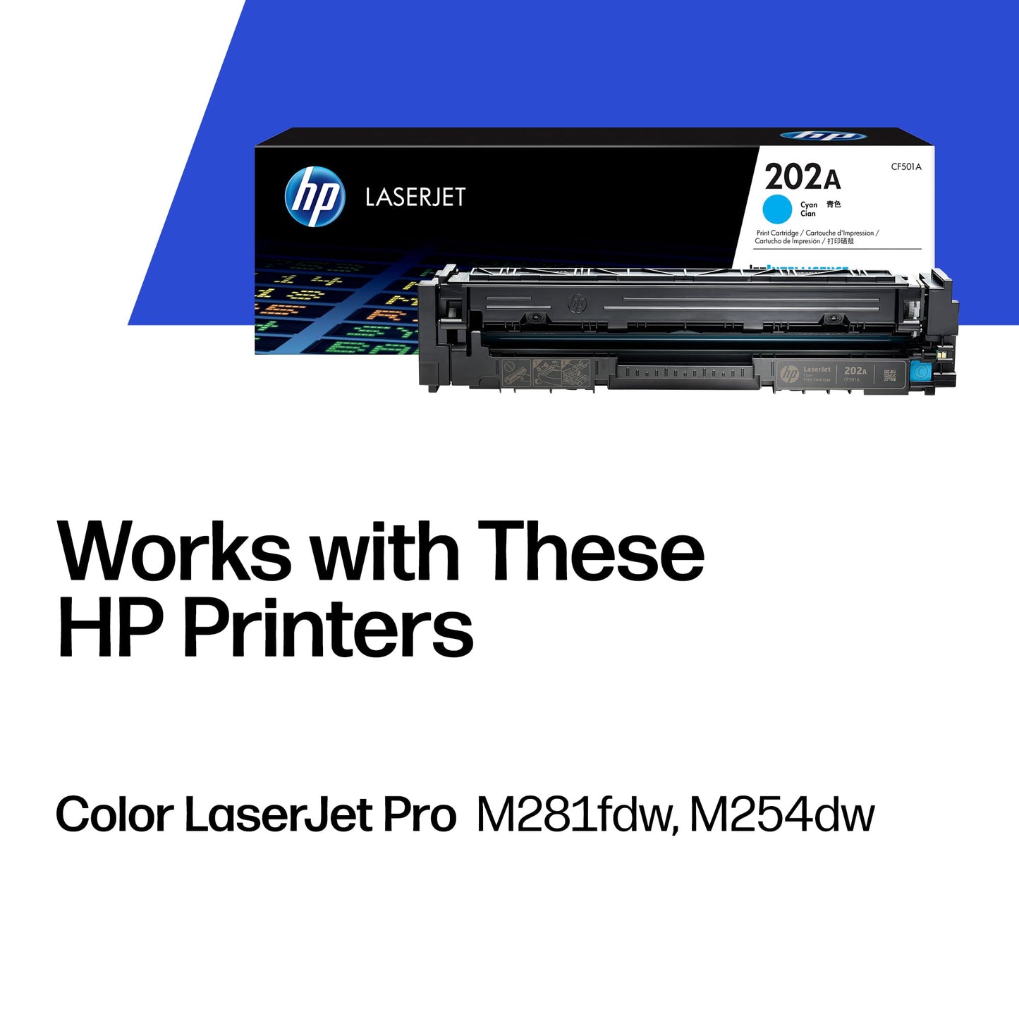 HP 202A Cyan Toner Cartridge Printers | Works with Color LaserJet Pro M254; Color LaserJet Pro MFP M281 Series | CF501A