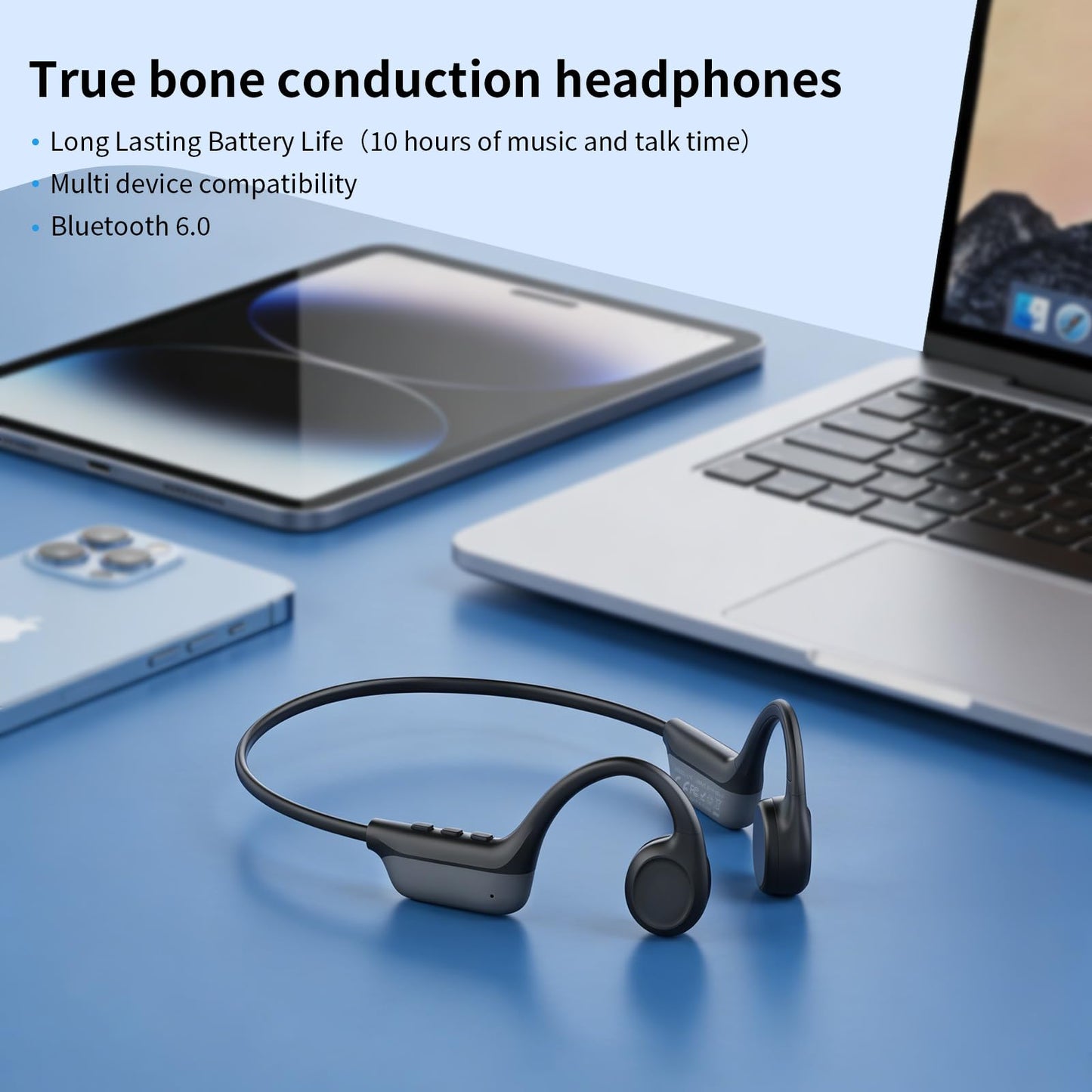 Vulxovt 2026 Bone Conduction Headphones, Bluetooth 6.0 Open Ear Headphones?Wireless Sports Earphones IPX5 Waterproof, 10H Long Battery Life Playtime