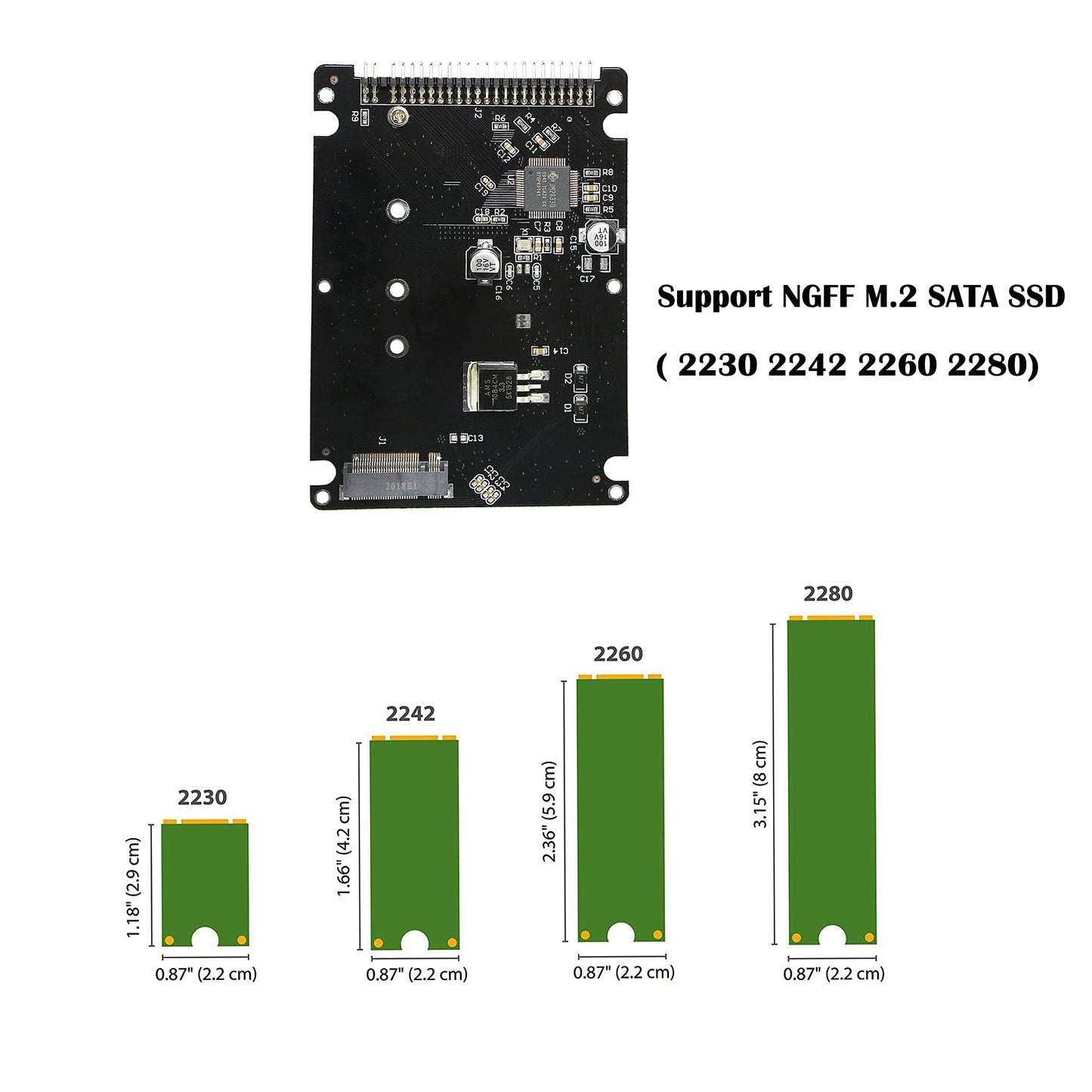 GINTOOYUN M.2 NGFF SATA SSD to 2.5" IDE 44pin Enclosure Adapter, Black for Notebook Laptop?Desktop Computer and More