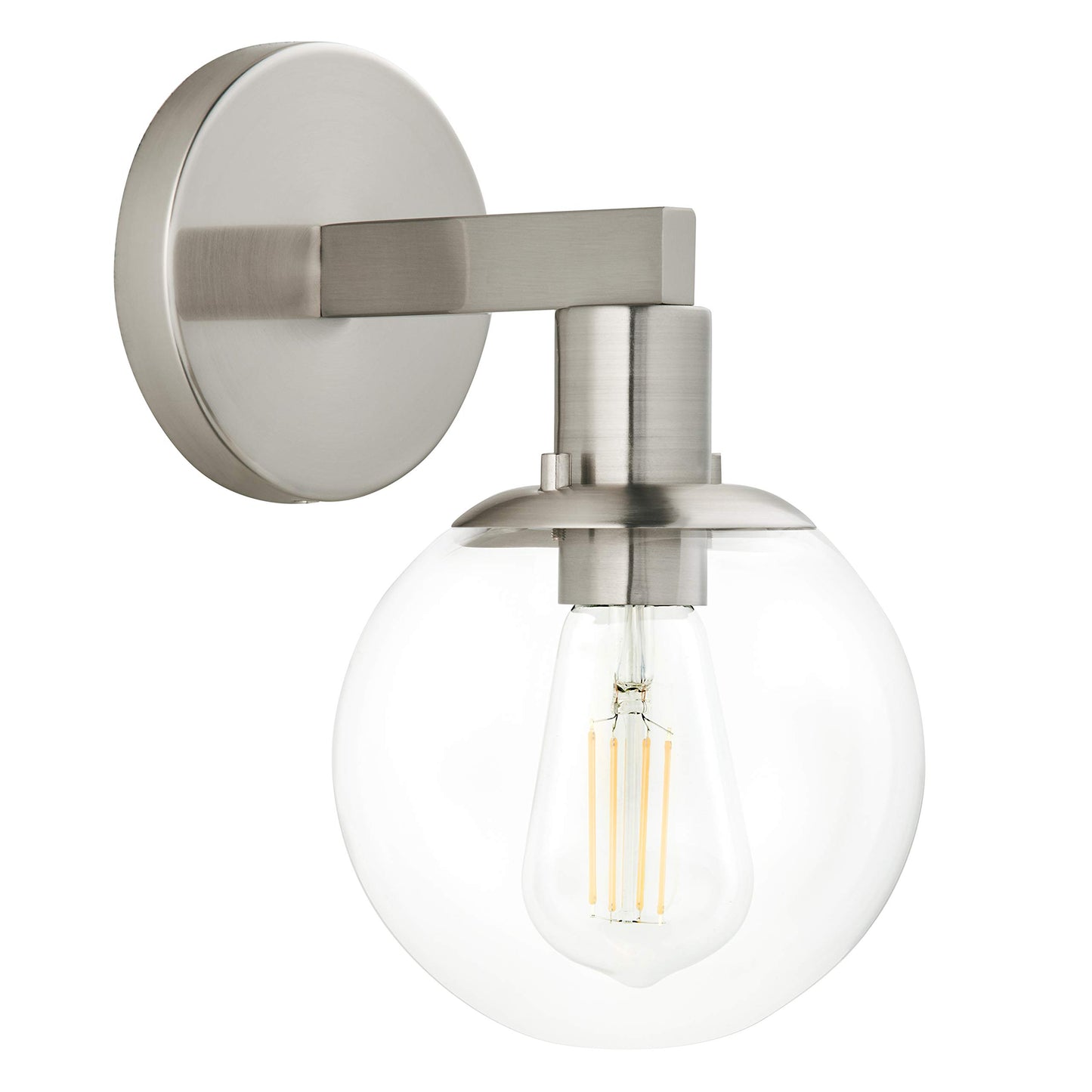 Linea di Liara Glass Globe Brushed Nickel Wall Sconce Lighting Sferra Mid Century Modern Sconces Wall Lighting Fixture Bathroom Vanity Wall Sconces