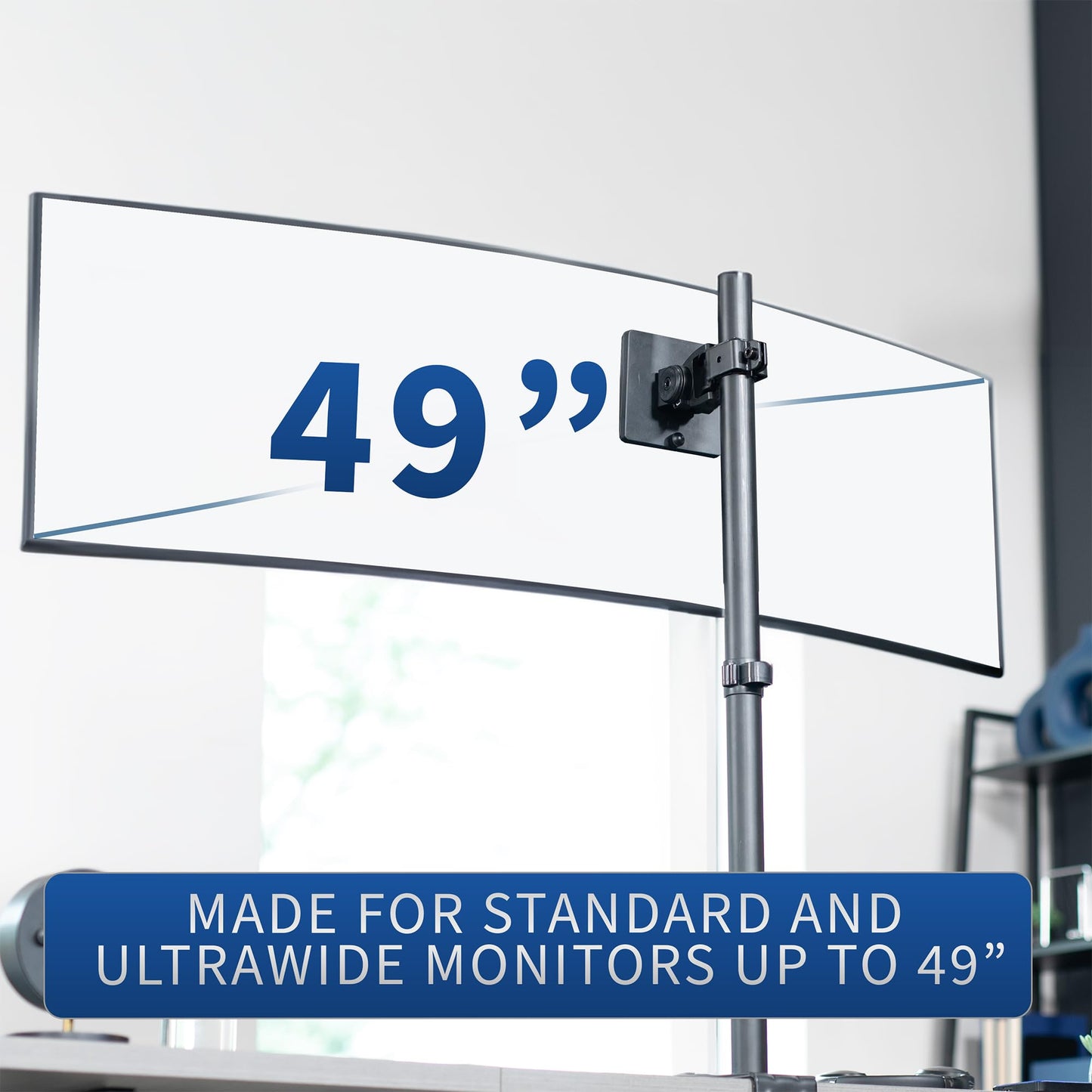 VIVO Steel Ultrawide Monitor Bracket Pole Mount with Removable 75mm and 100mm VESA Plate, Fits up to 49 inch Screens, 1.4 inch Pole Diameter, Black
