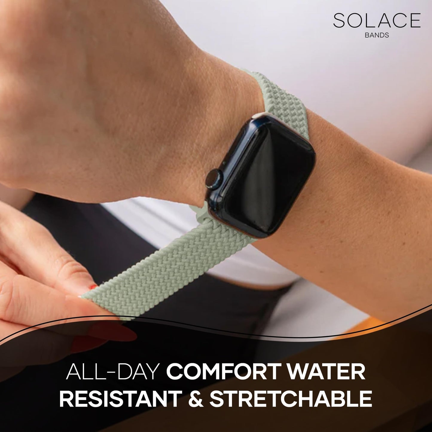 Solace Bands Imperium Adapt Wide Adjustable Nylon Braided Watch Band - Compatible with All Apple Watches - Solace Apple Watch Bands for Women & Men