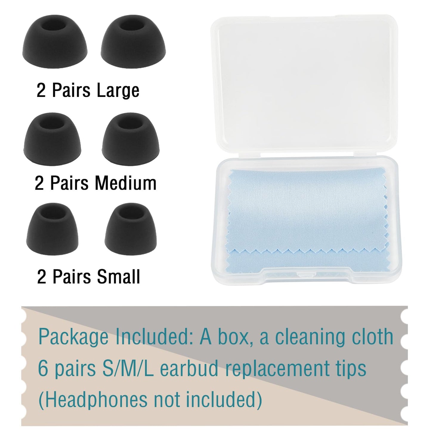 WKYMY Earbud Replacement Tips Compatible with Samsung Galaxy Buds 2 Pro - Silicone Ear Bud Rubber Tips - S/M/L (Black) 6 Pairs
