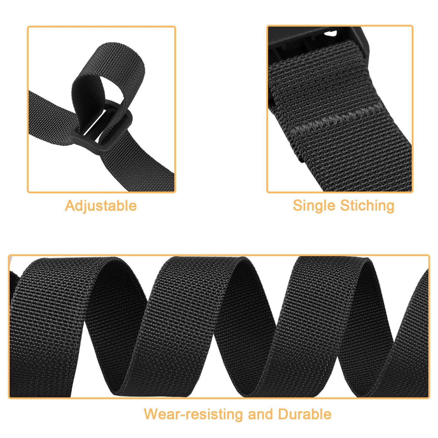 MAGARROW Packing Straps with Buckle – 4 Pack Adjustable 1-Inch Wide Belt, 40"–60" Length, Durable Luggage Straps for Travel (Black)