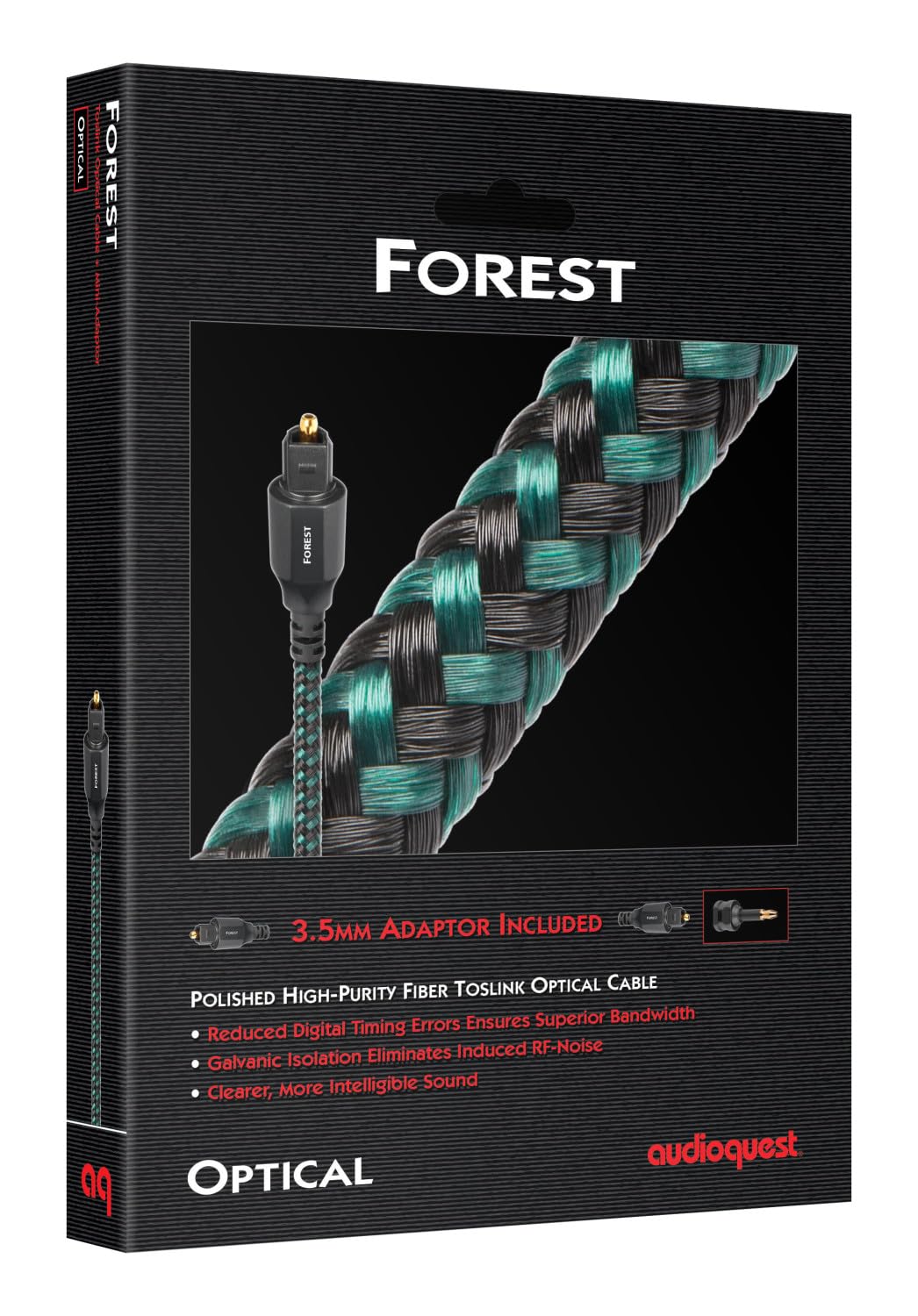 AudioQuest Forest Toslink Fiber Optic Digital Audio Cable - 2.46 ft. (.75m) Green