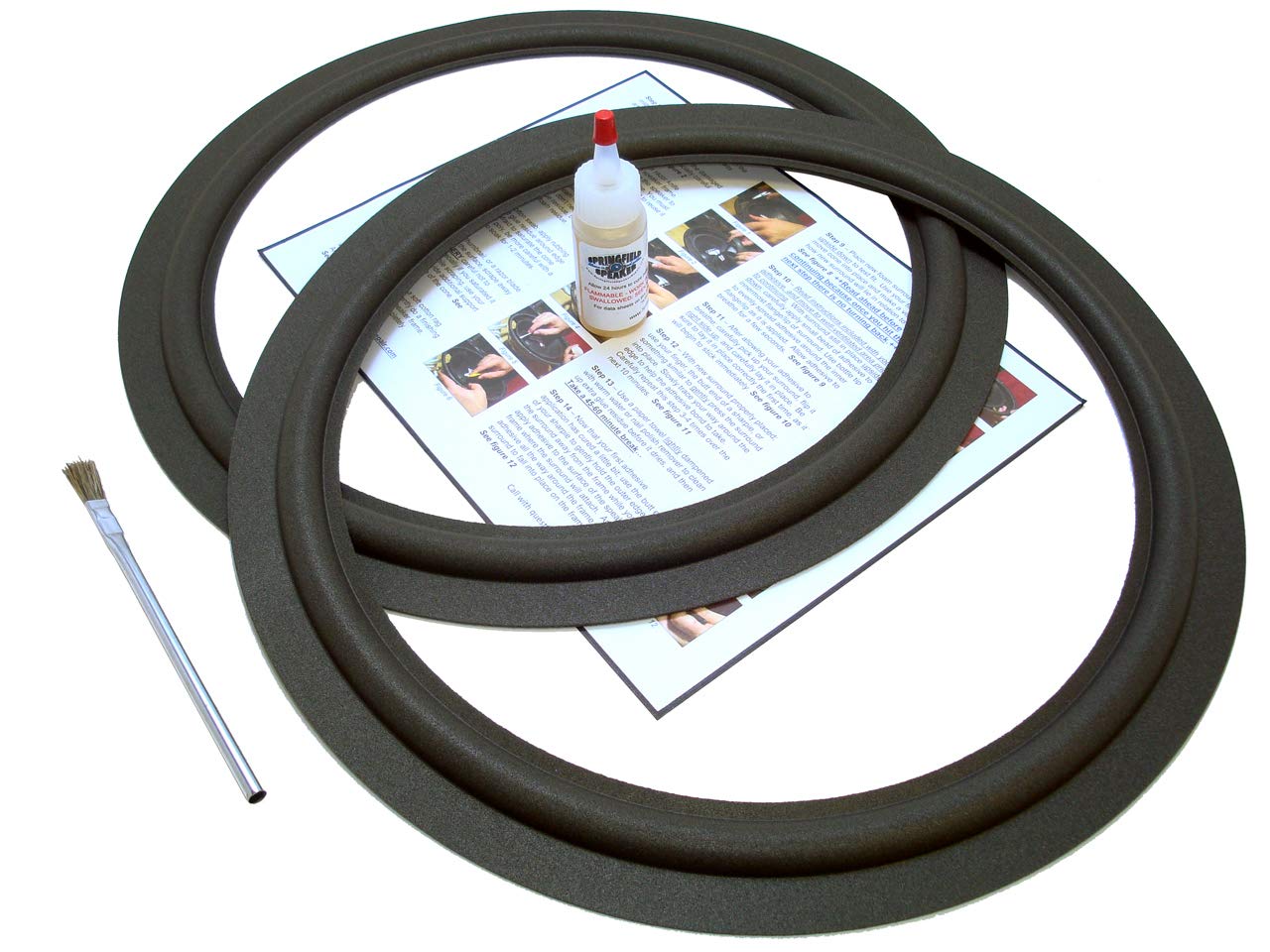 Springfield Speaker 15" Foam Surround Repair Kit - 2 Speaker Kit - Flat Attach for Kenwood JL-815, JL815-15 Inch