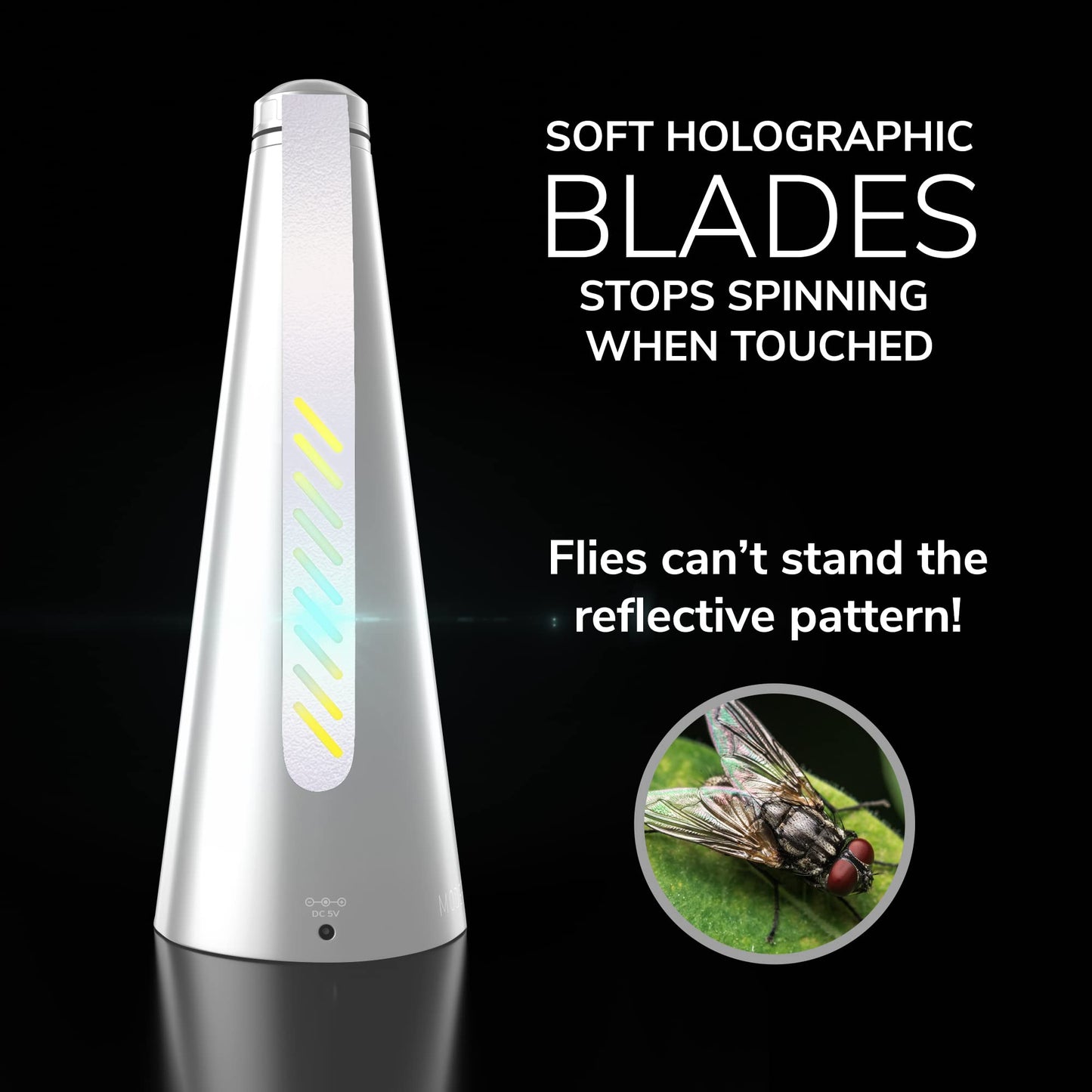 Fly Fans for Tables by Modern Lyfe - AA Battery & USB Powered - Fly Swatter Outdoor Camping Accessory Or for Food at Parties, Restaurants & Picnics