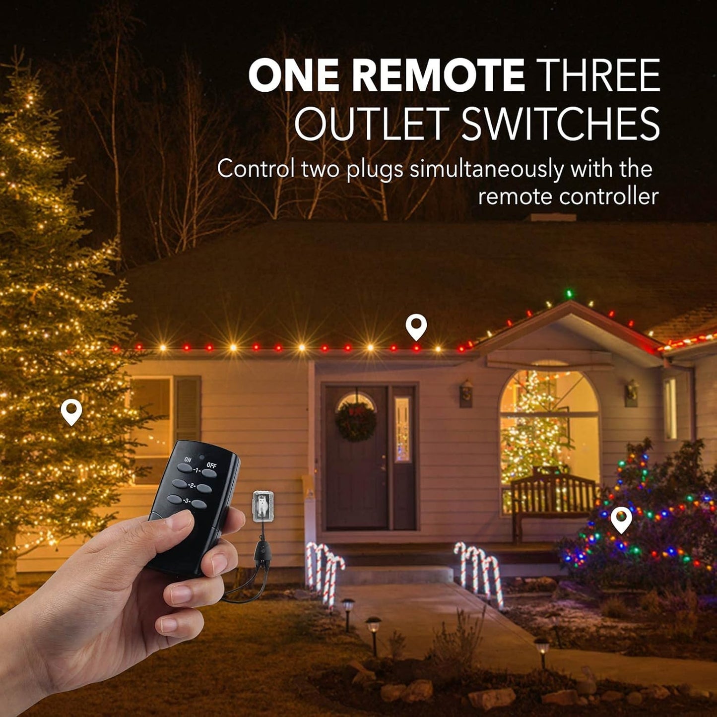 HBN Outdoor Wireless Remote Control Outlet Plug,Weatherproof Heavy Duty Power Strip,Indoor Electrical Plugs for Light Switch,6-inch Cord,100ft Range