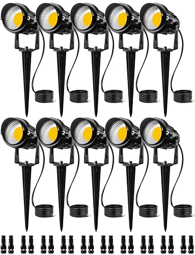 SUNVIE 12W Low Voltage LED Landscape Lights with Connectors, Outdoor 12V Super Warm White (900LM) Waterproof Garden Pathway Lights Wall Tree Flag