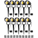 SUNVIE 12W Low Voltage LED Landscape Lights with Connectors, Outdoor 12V Super Warm White (900LM) Waterproof Garden Pathway Lights Wall Tree Flag
