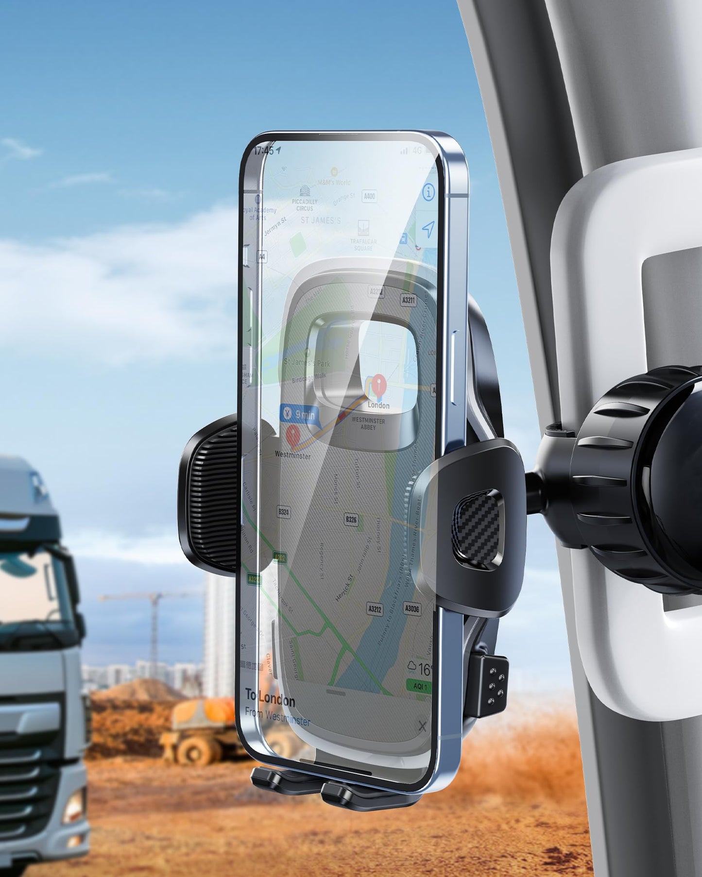DICMKY A Pillar Grab Handle Phone Mount, Handle Bar Phone Holder for Semi Truck Drivers, Universal Cell Phone Clip Holders for Your Car, Pickup, SUV