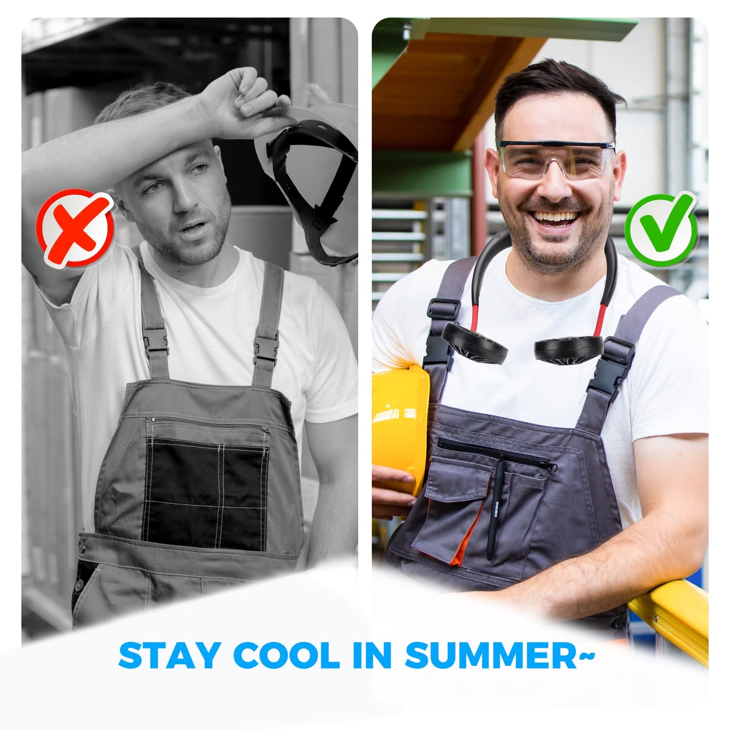 Portable Neck Fan Rechargeable Personal HandFree Fan Mini USB Wearable Neckband Sport Fan 3 Speed Adjustable 360 Degrees Rotation Perfect for Working