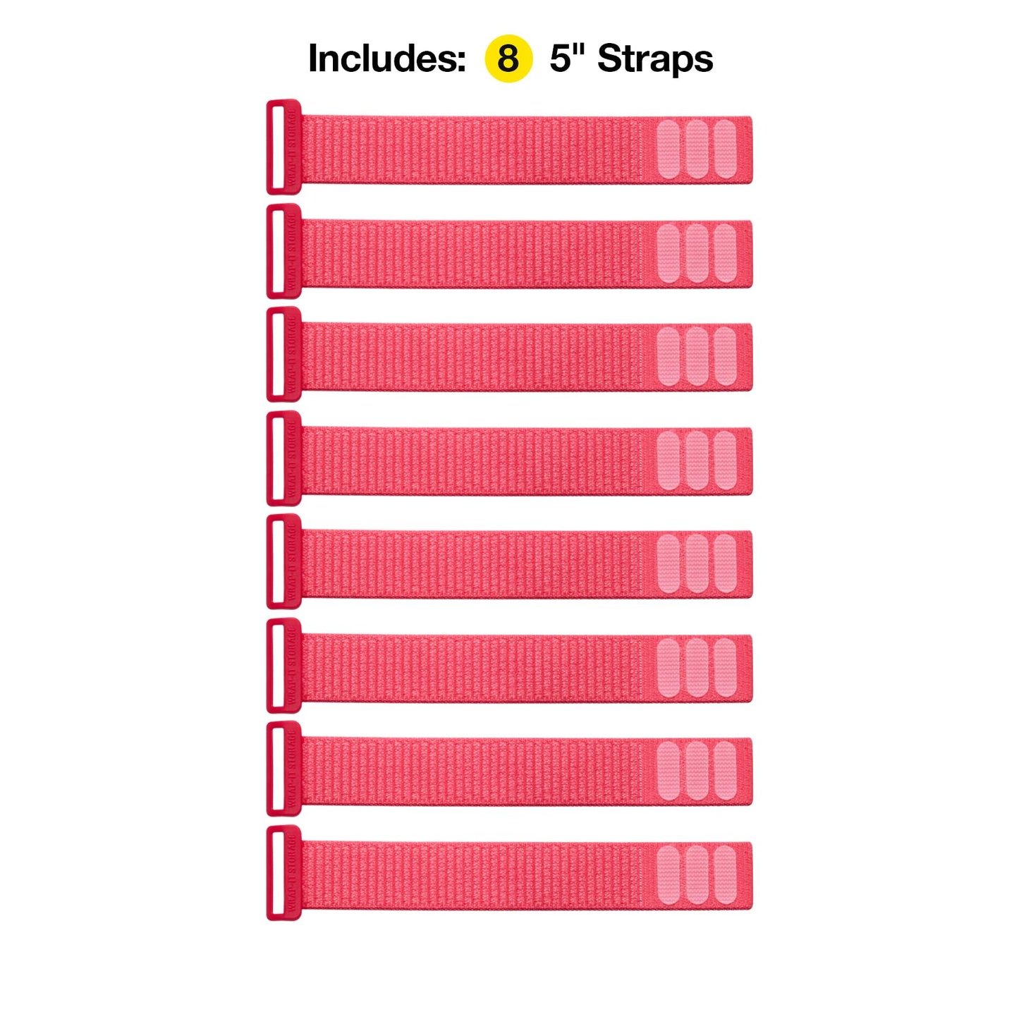 Wrap-It Storage Cinch Straps - 5" (8-Pack) Coral - Appliance Cord Organizer and Cable Ties for Chargers and Home Office Accessories