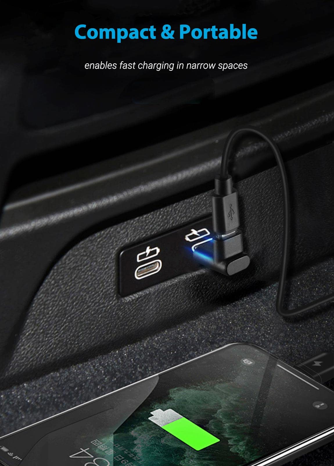 URWOOW Right Angle Type C USB 3.1 Adapter Extension 90 Degree Male to Female Right & Left Angled Extension (2 Pack)