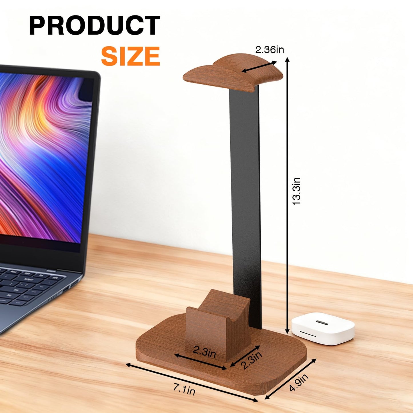 Moginno Walnut Headphone and Controller Stand, Desk Gaming Equipment Wooden Headset Controller Holder, Earphone Hook for Game Room Desktop PC…