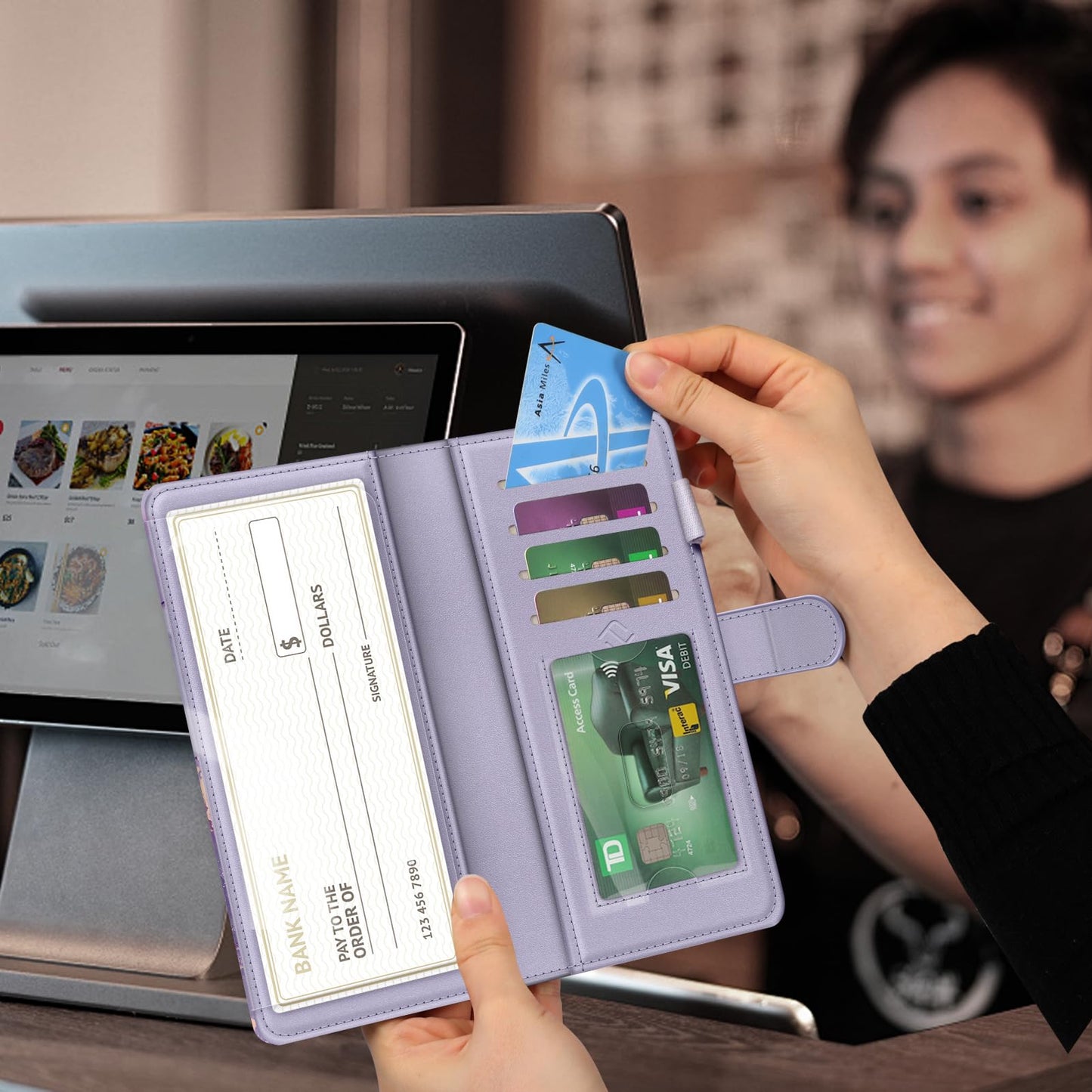 FINTIE Checkbook Cover for Personal Checkbook, RFID Blocking Big Capacity Standard Register Duplicate Checks with Pen Holder, Cards Slots