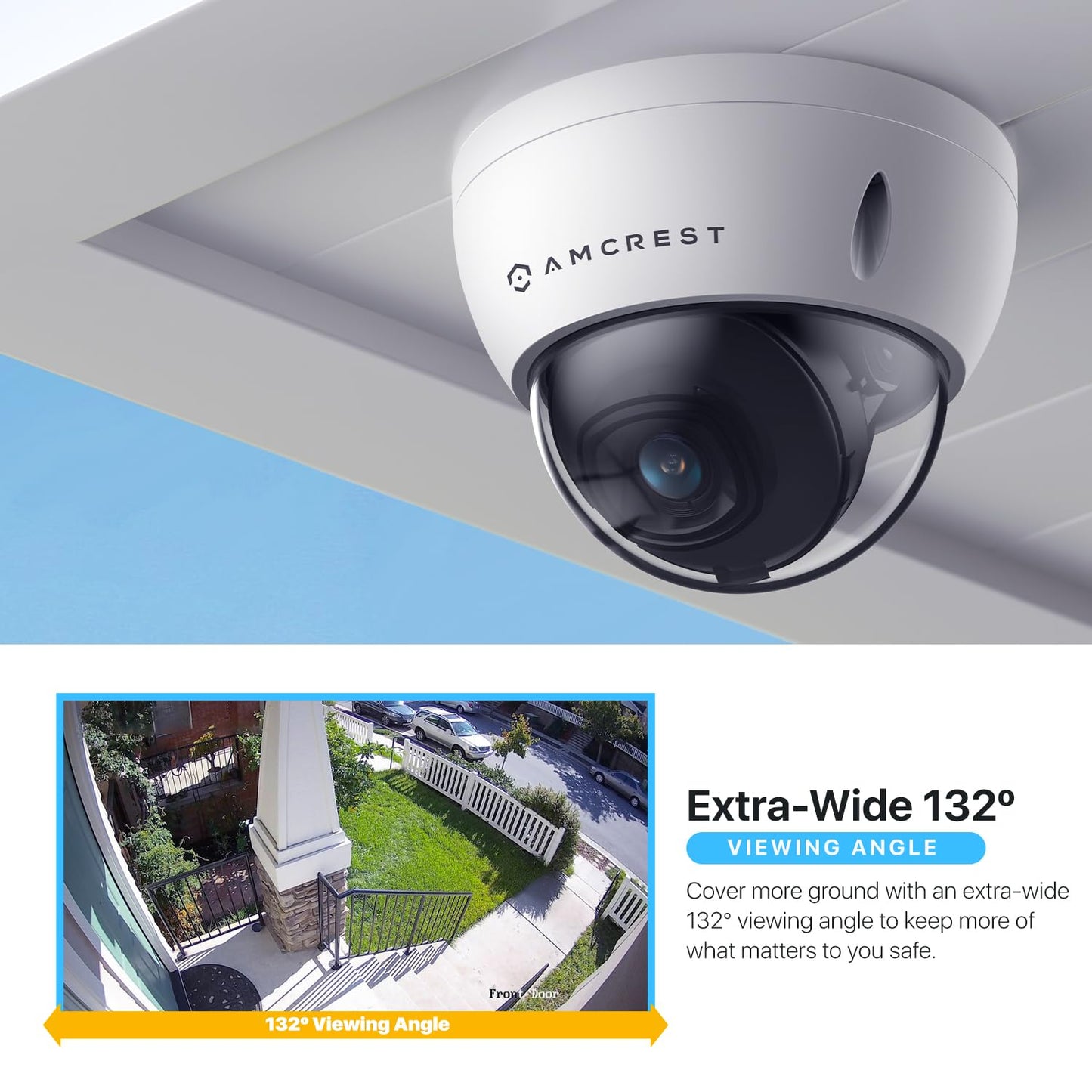 Amcrest Pack of 2, 5MP POE Camera, Outdoor Vandal Dome Security POE IP Camera, 5-Megapixel, 98ft NightVision, 132° FOV, IP67, MicroSD 256GB (Sold