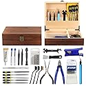 SHUAIAIW 3D Printer Tool Kit with Wooden Box - 3D Printing Accessories Include Nozzle Cleaning Kit, Deburring Tool, Scraper - Suitable for 3D