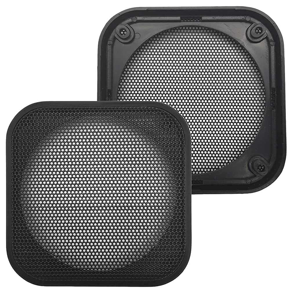 Generic, 2 Pcs for 4 In High Grade Square Speaker Cover Car Audio Decorative Circle Metal Mesh Grill Protection Net 108x108mm4.25x4.25in, Black