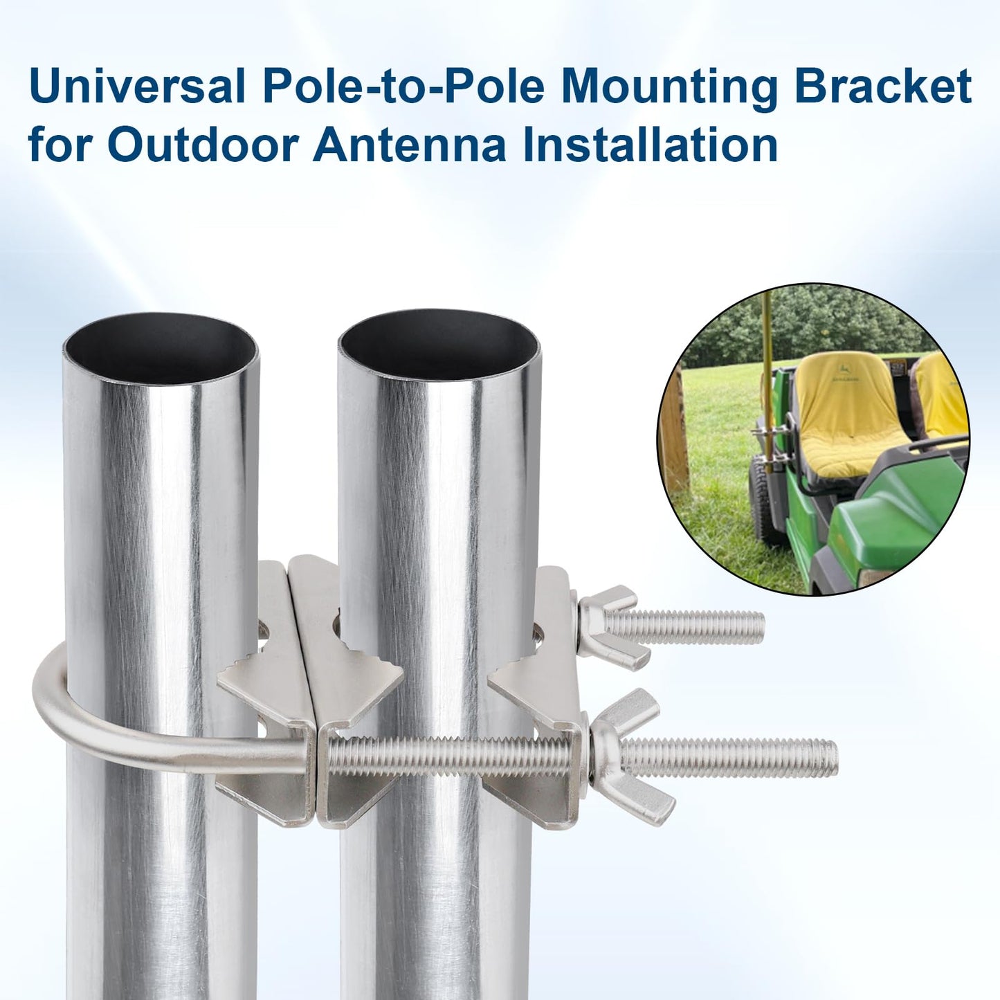 Dual Antenna Mast Clamp, Galvanized Iron U-Bolt Mounting Bracket for Antennas, Surveillance Poles, Outdoor Equipment, and Flagpoles 2PCS