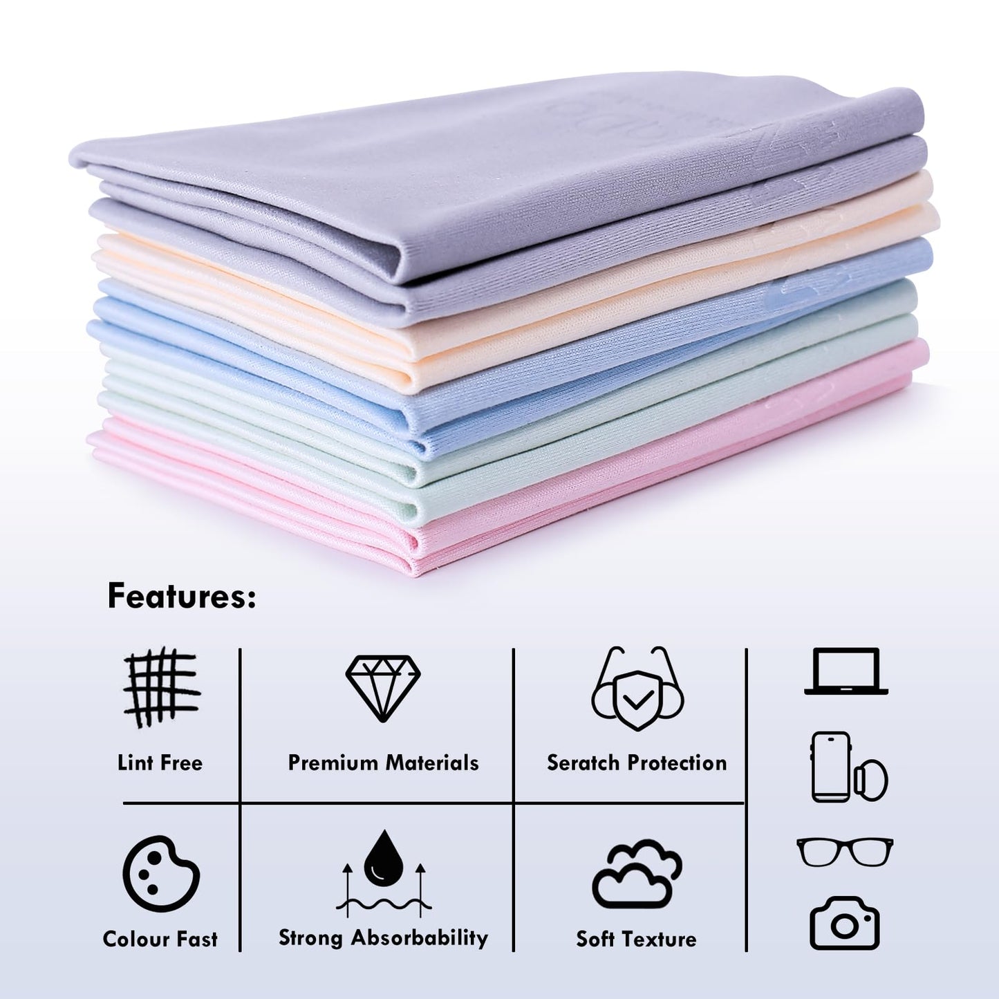 Nadadora Individually Wrapped Premium Microfiber Glasses Cleaning Cloths,20 Pack,Extra Thick,Soft and Dense