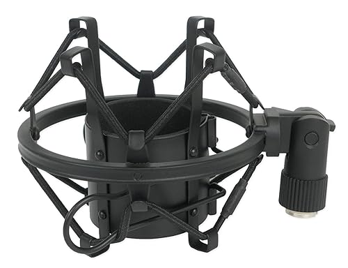 Rockville R-Shock Black Metal Shock Mount for Studio Condenser Microphones, 43-48mm Fit, Anti-Vibration Design, Durable Build, for Podcasting and