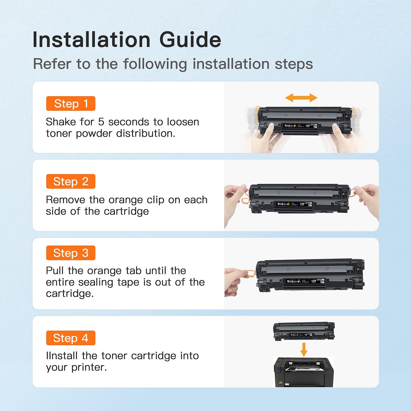 E-Z Ink 137 Black Toner Cartridge Compatible Replacement for Canon Cartridge 137 CRG137 CRG-137 Black Toner High Yield to use with ImageClass D570