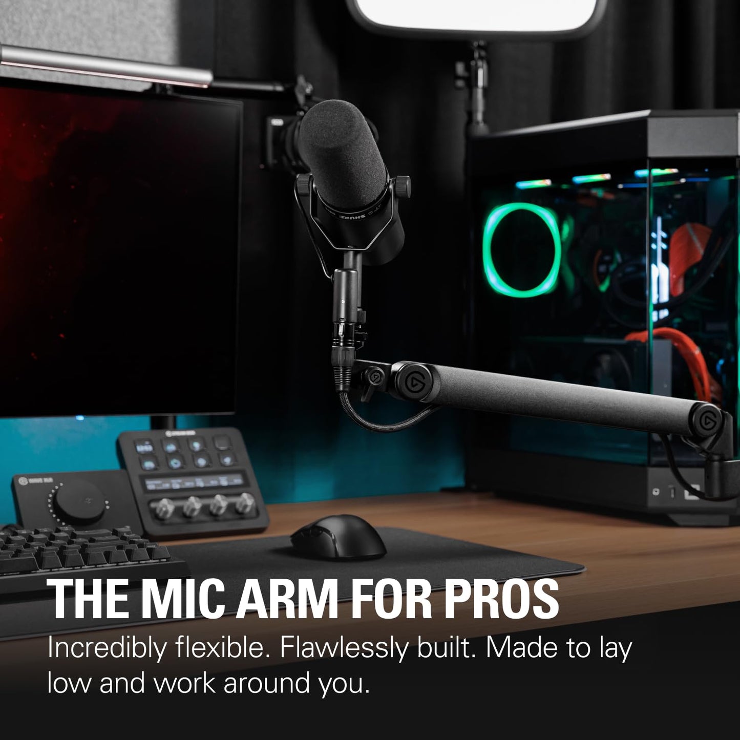 Elgato Wave Mic Arm Pro - 360° Rotatable Low Profile Gas Spring Microphone Arm, Works Mics/Shure SM7B/HyperX QuadCast/Rode/Blue Yeti & More - for