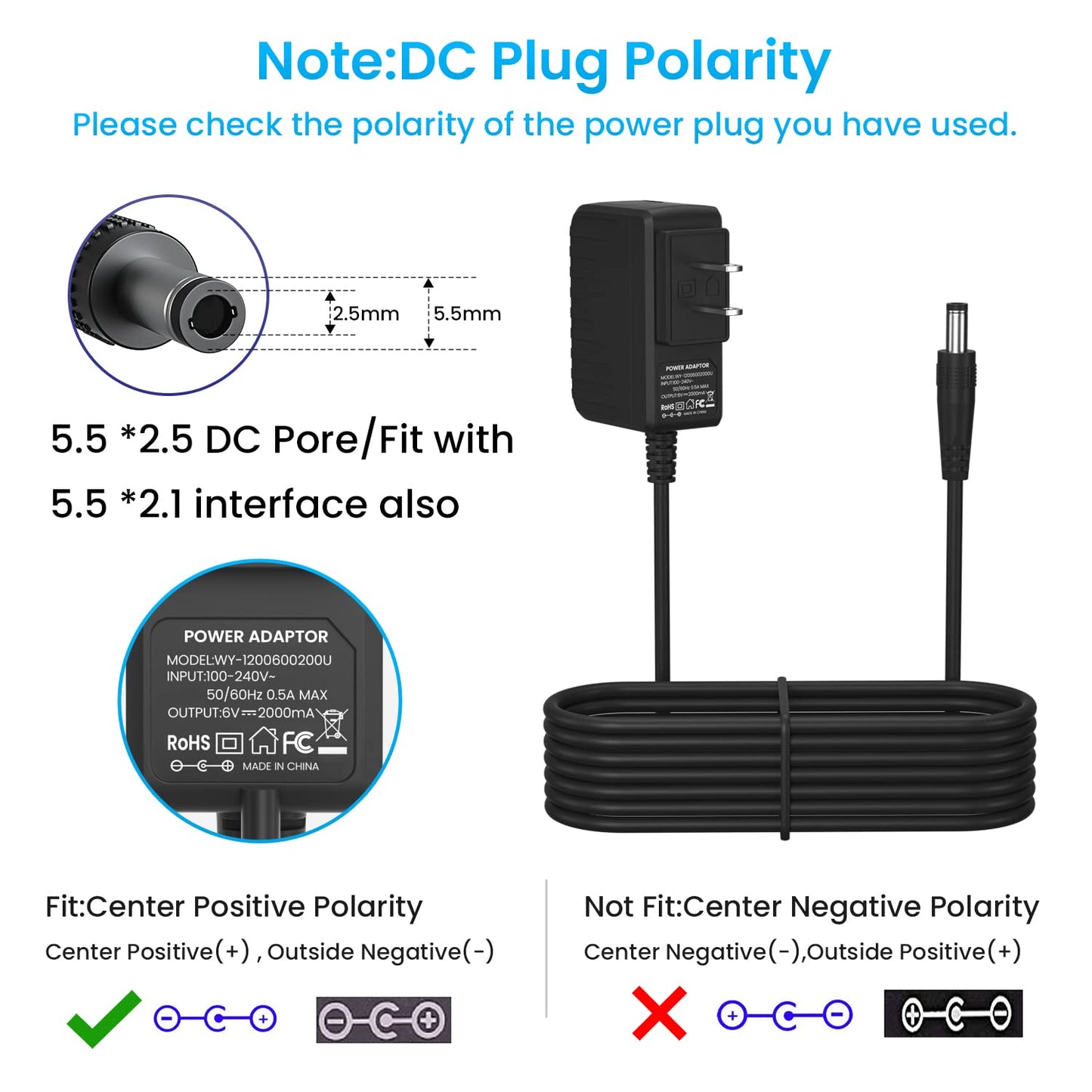 NFGEKT 6V 2A Power Supply Adapter for ProForm Elliptical Smart Strider 480 490 500 600 LE, 390 395 475 510 E, 510EX, 400 700 Cardio Cross Trainer…