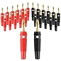 JUZITAO 24Pcs 4mm Banana Plug 32A High Current Speaker Banana Plugs Stackable Screw Type Banana Connector Adapter(12 Red+12 Black)
