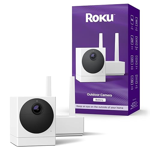 Roku Outdoor Camera for Home Security - IP65 Weather Resistance Wireless Security Camera with 1080p HD Night Vision, Works with Alexa & Google, Motion