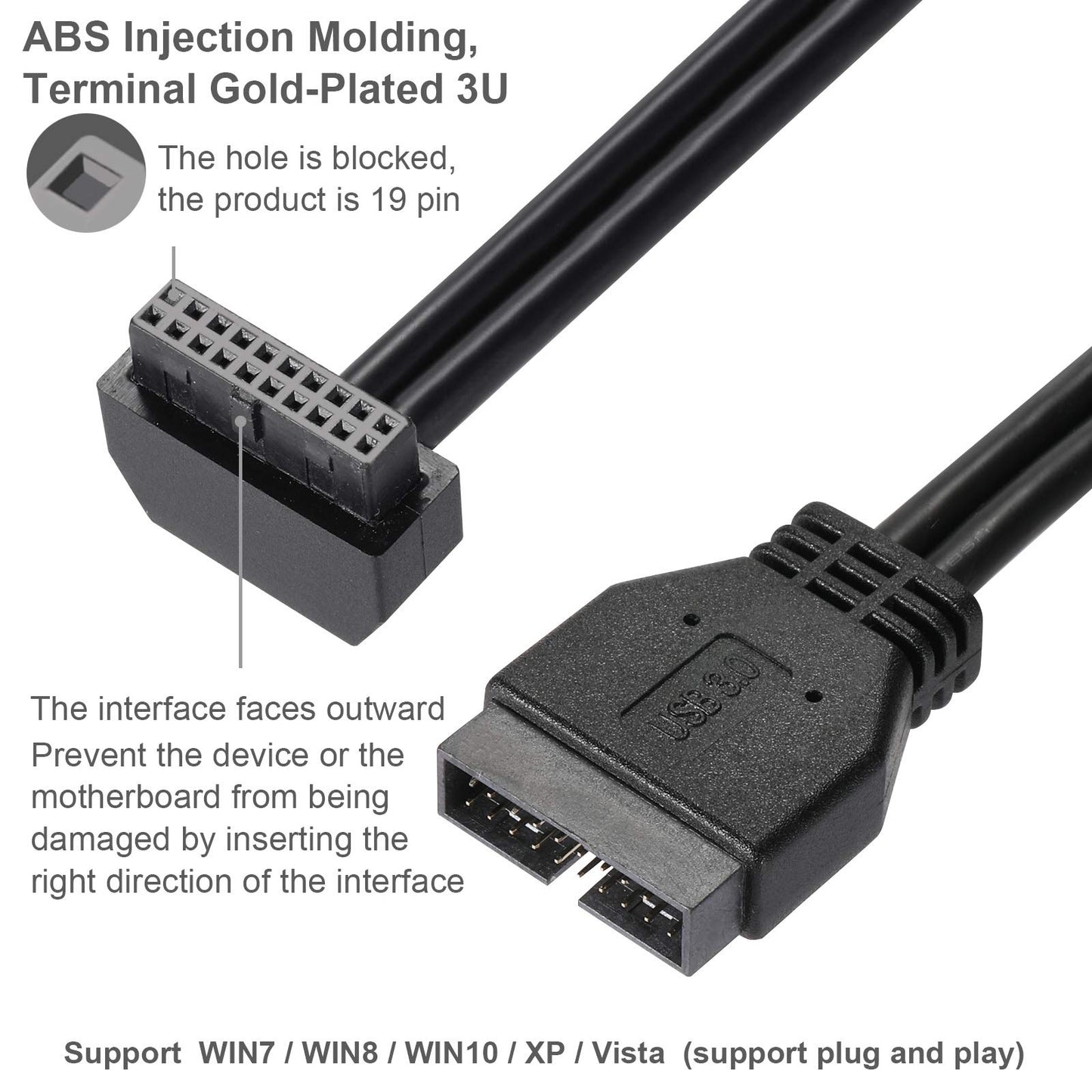 MZHOU SATA USB Extension Cable USB 3.0 Motherboard Front 19 Pin Male to Female Extension Cable High Speed Connection (The Interface Faces Outward)