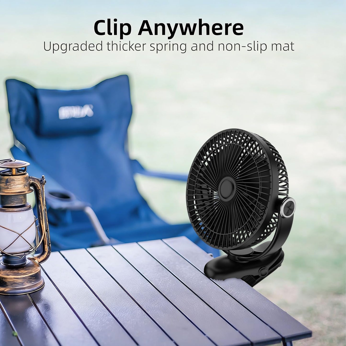 10000mAh 30hrs Portable Fan Rechargeable, 8-Inch Battery Operated Clip on Fan, USB Fans, 4 Speeds, Strong Airflow, Sturdy Clamp for Golf Cart Office