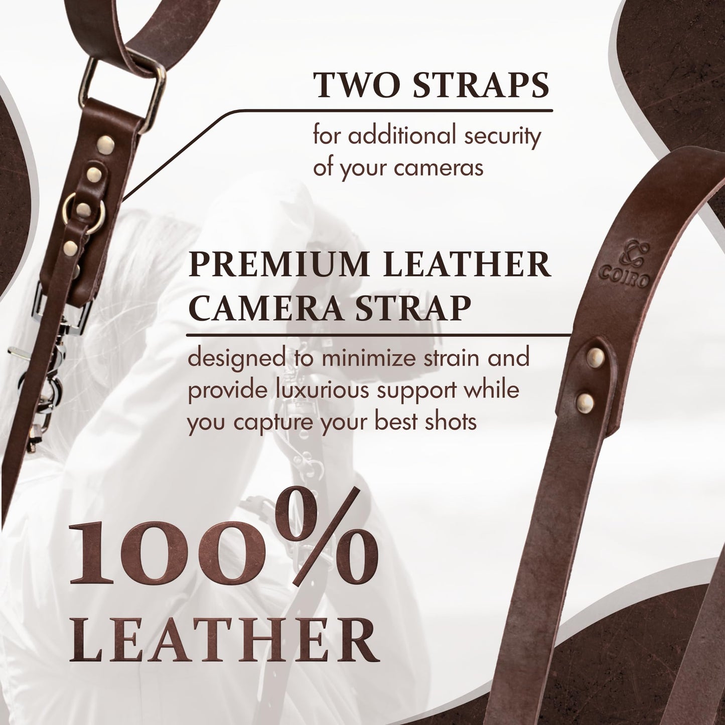 C Coiro Leather Camera Strap for One Camera - Professional Single Leather Harness Shoulder Strap Quick Release Gear DSLR/SLR, Camera Accessories