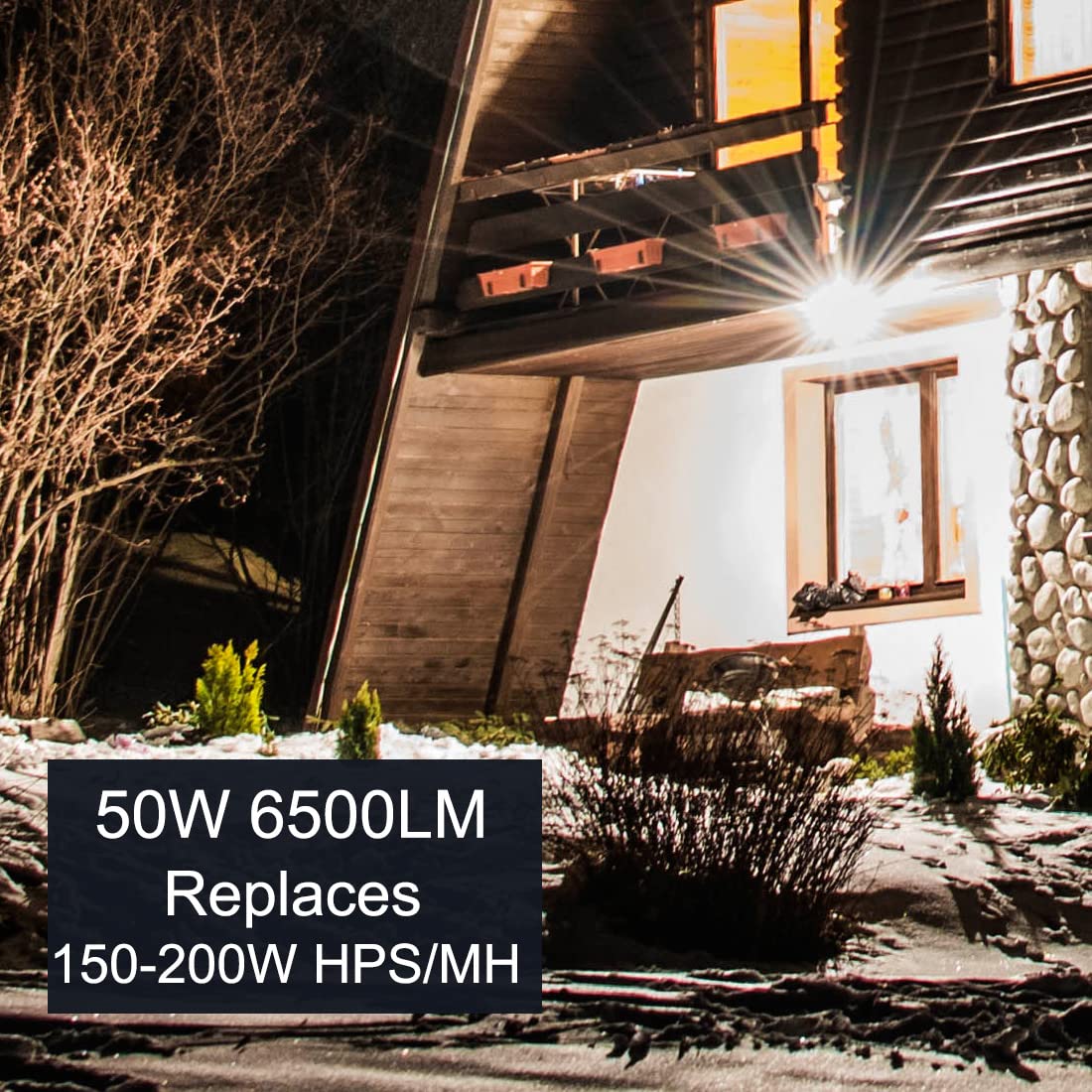 kadision LED Flood Light Outdoor with Dusk to Dawn Photocell, 50W 6500LM IP65 Waterproof Adjustable Knuckle Mount LED Flood Lights 5000K 100-277V ETL