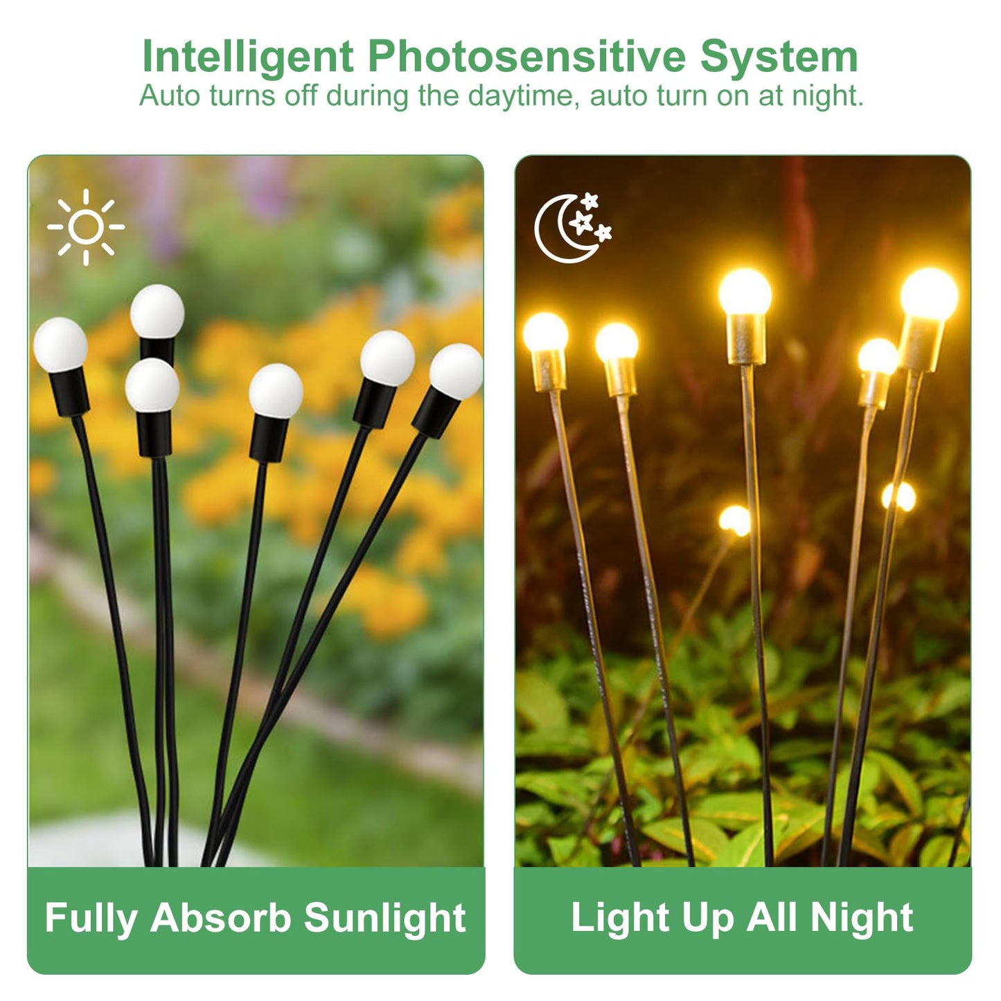 AAOVEFOX Solar Garden Lights, 8 Pack Waterproof Outdoor Swaying Lights for Patio, Garden, Pathway Decoration