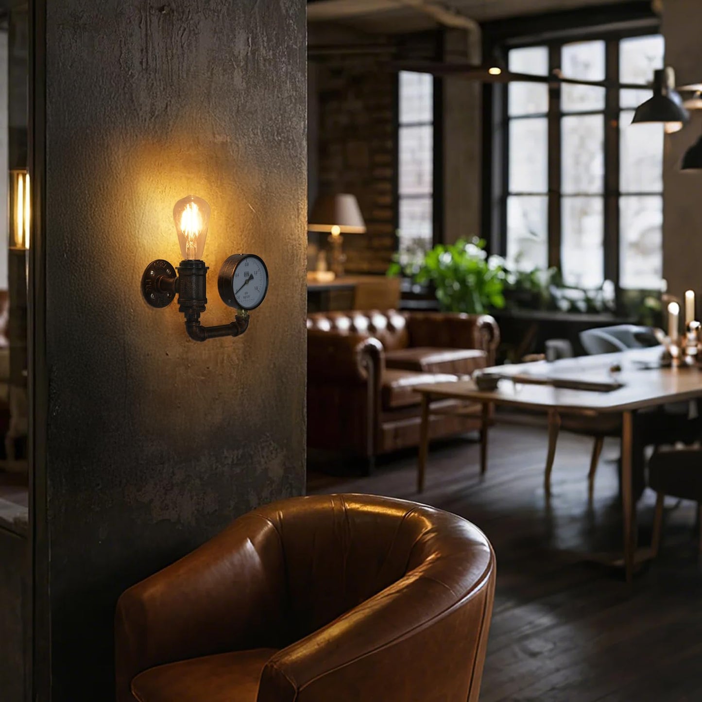 XEYOU Cast Iron Steampunk Wall Sconce Vintage Industrial E26 Edison Bulb Fixture Retro Pipe Wall Lamp for Cafe Bar Restaurant Bedroom Living Room