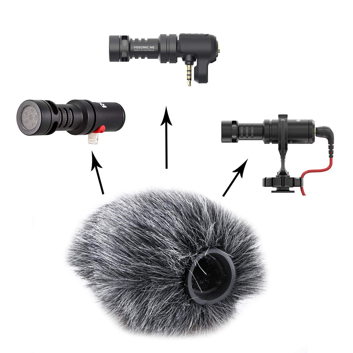 Furry Windscreen Muff, Mic Pop Filter/Foam Wind Cover fits for Rode VideoMicro and VideoMic Me Me-L Microphone by SUNMON