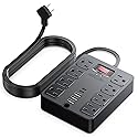 13 in 1 Surge Protector Power Strip Flat Plug 8 Widely AC Outlet 3 USB Ports,1250W/10A?5 ft Extension Cord with Multiple Outlets, Desk Extender