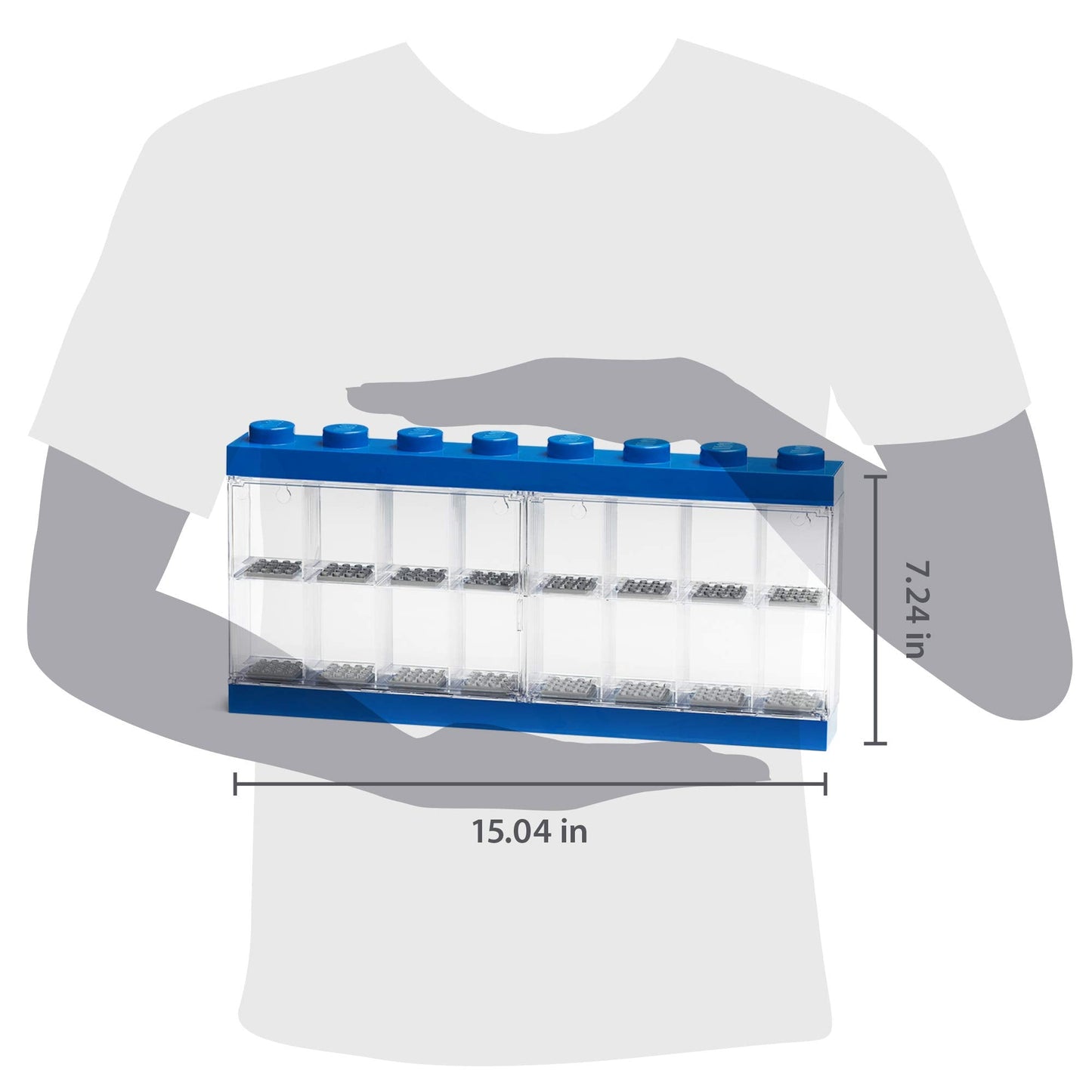 Room Copenhagen Lego Minifigure Display Case, Stackable Storage Container for Collectible Figurines, 8 Stud, Bright Blue