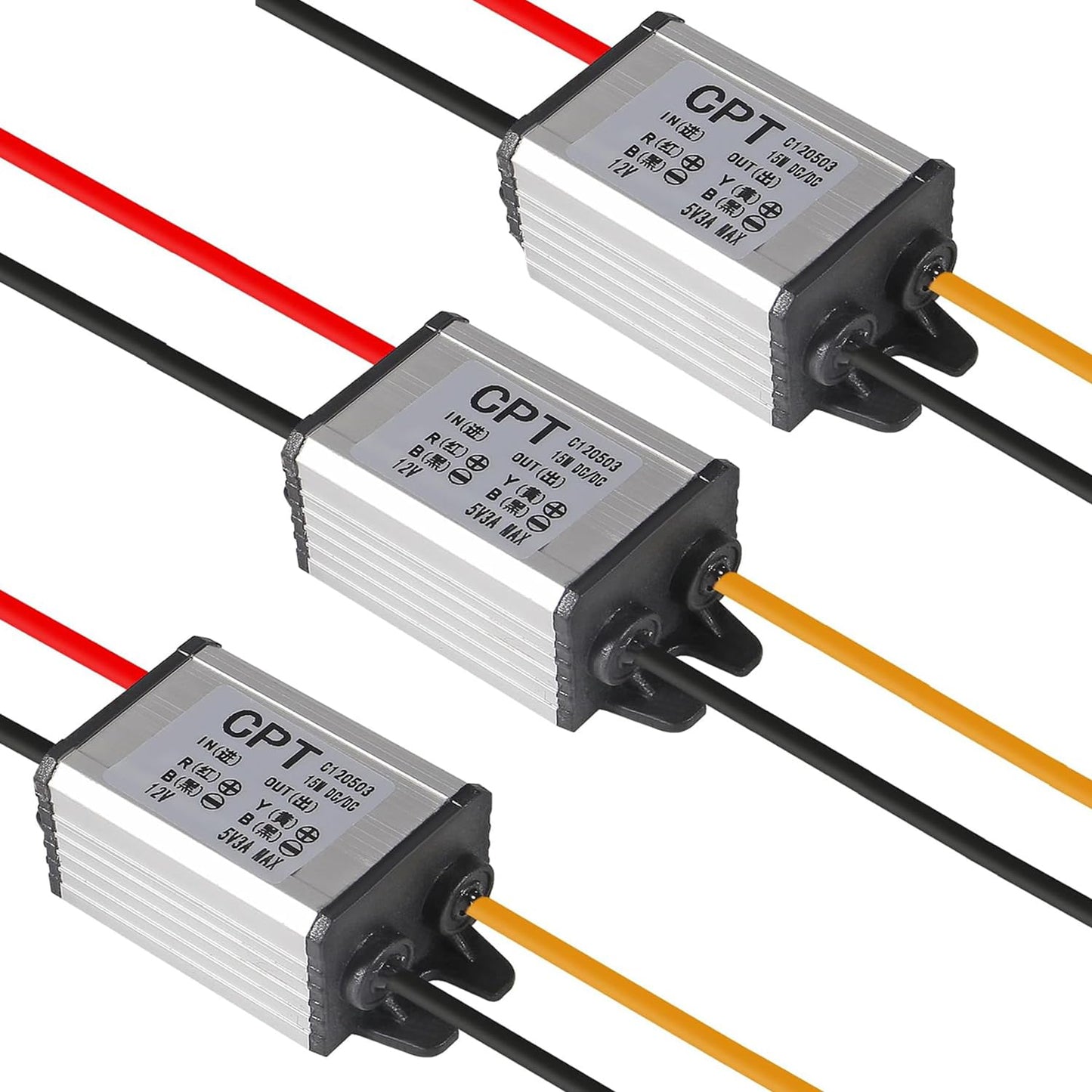 3PCS 12V to 5V DC Converter 3A 15W Waterproof Voltage Regulator Buck Converter 12V to 5V DC Converters Car Power Voltage for Car Truck