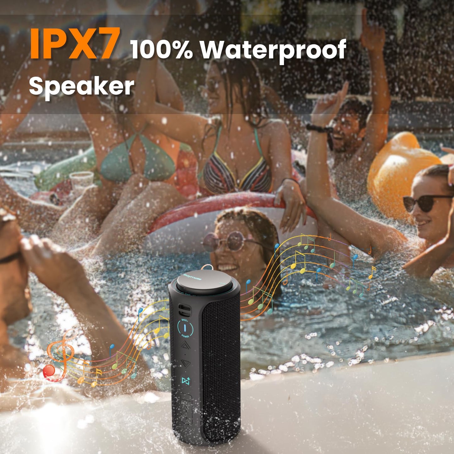 Raymate Bluetooth Speaker, IPX7 Waterproof, 30W Stereo with Deep Bass, Wireless Blue Tooth 5.3, 100Ft Range TWS Pairing, 15H Playtime, Portable