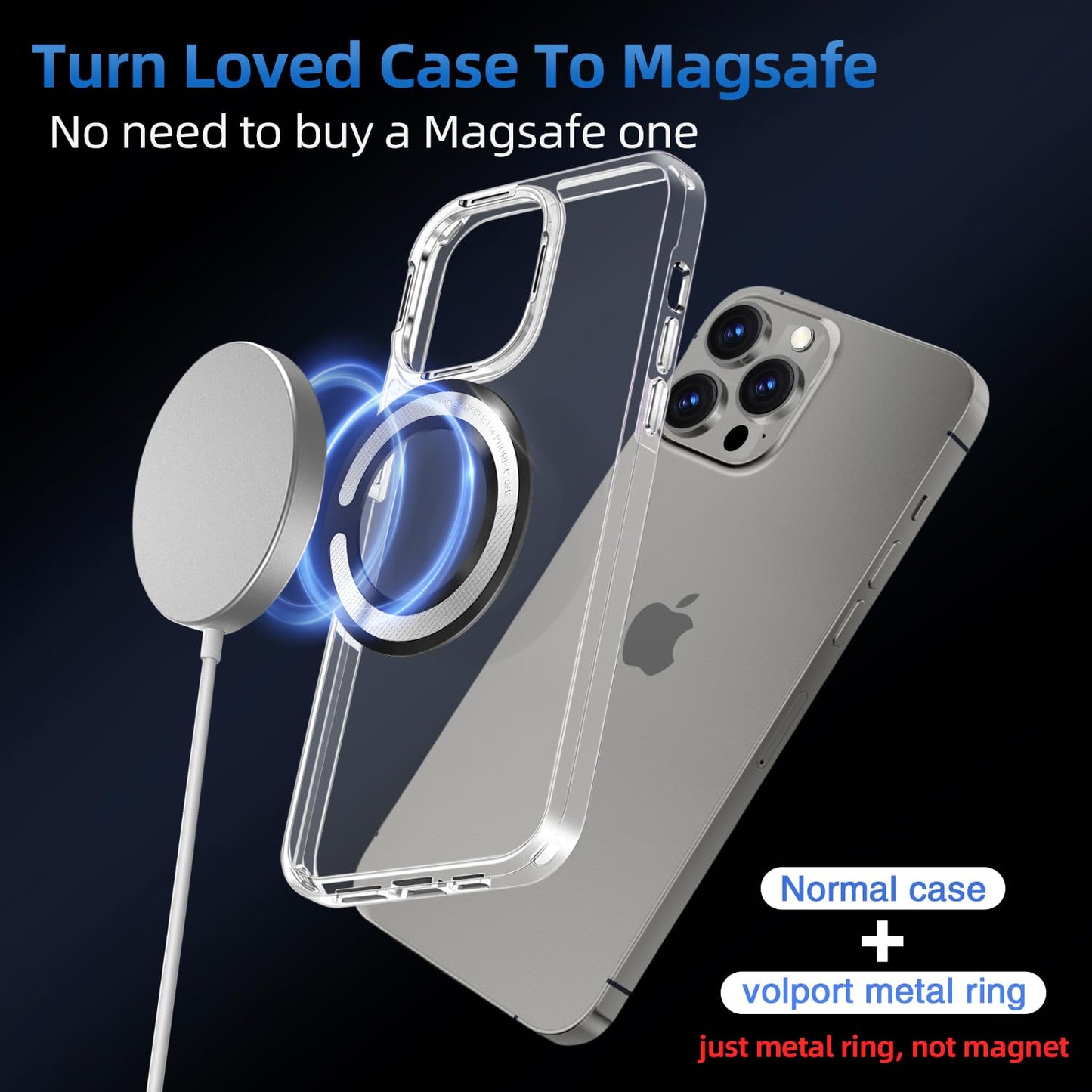 4Pcs Adapter Ring for Magsafe, Magnet Adapter, Magsafe Sticker with Sticky Adhesive, Black Metal Loop for Wireless Charger/Card Wallet/Car