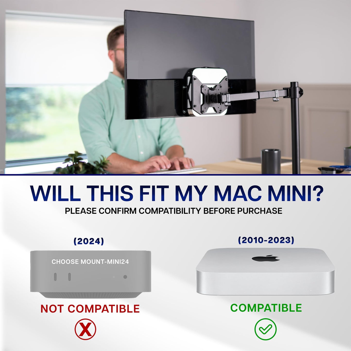 VIVO Behind Monitor VESA Mount Designed for Mac mini, 2010 to 2023 Models, Desk Clamp Option, Black, Mount-MINI1