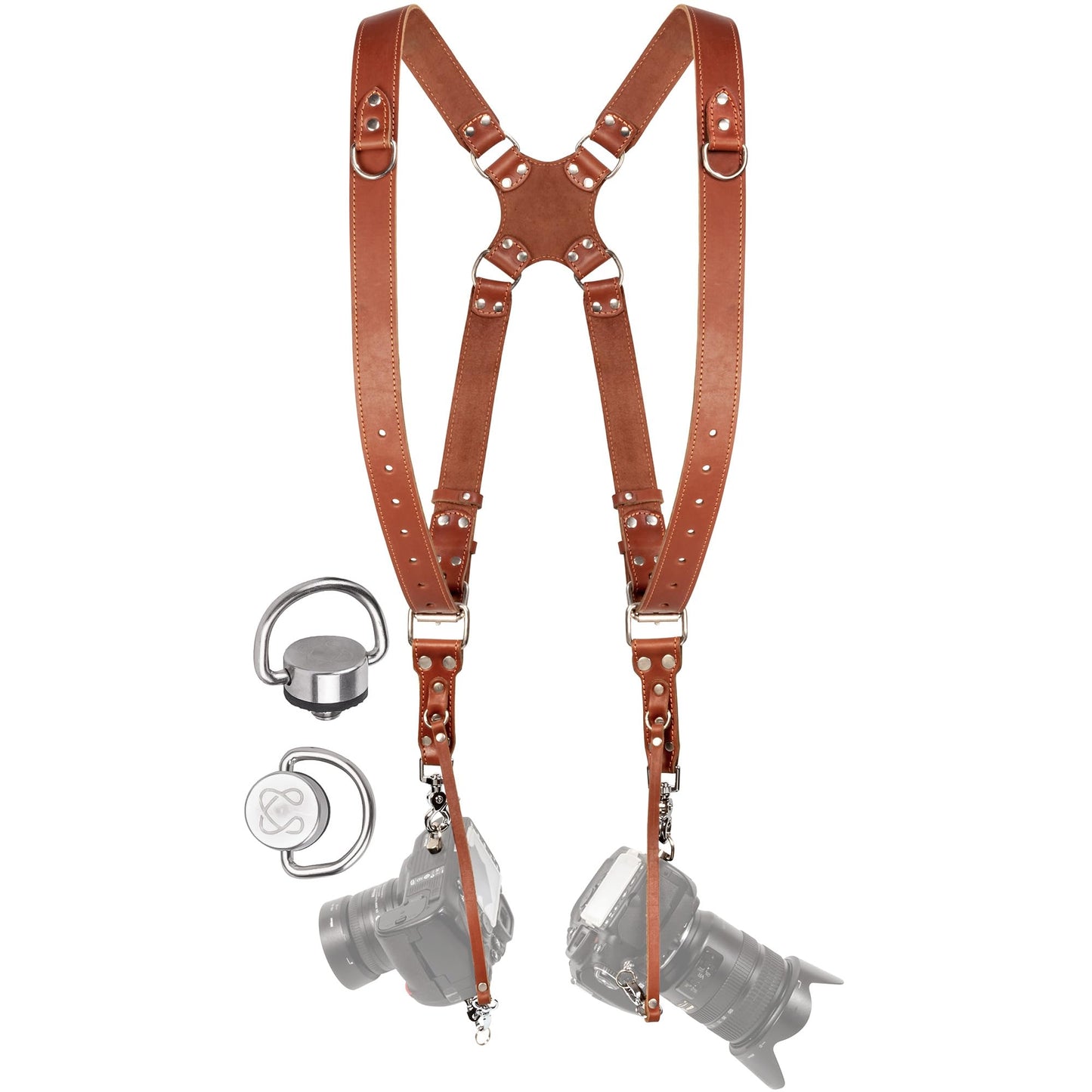 C Coiro Camera Harness for 2 Cameras - Dual Shoulder Leather Camera Strap - Double Camera Harness for DSLR/SLR, Camera Straps for Photographers of All